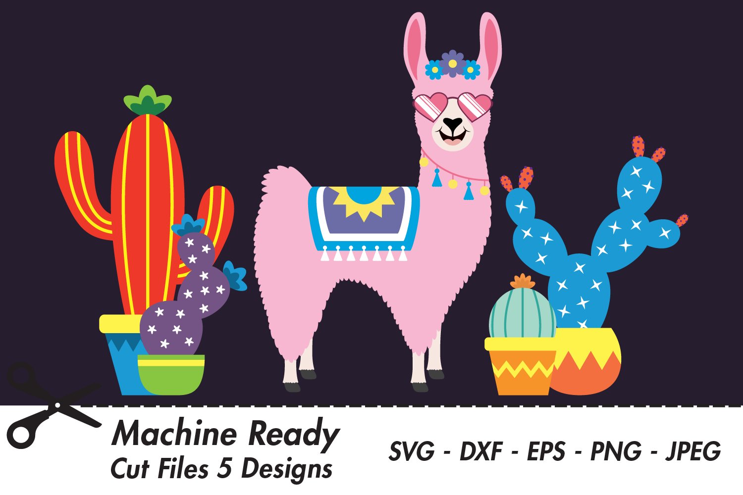 Download Cool Llama Svg Cut Files Happy Farm Animal Desert Cactus 377028 Svgs Design Bundles