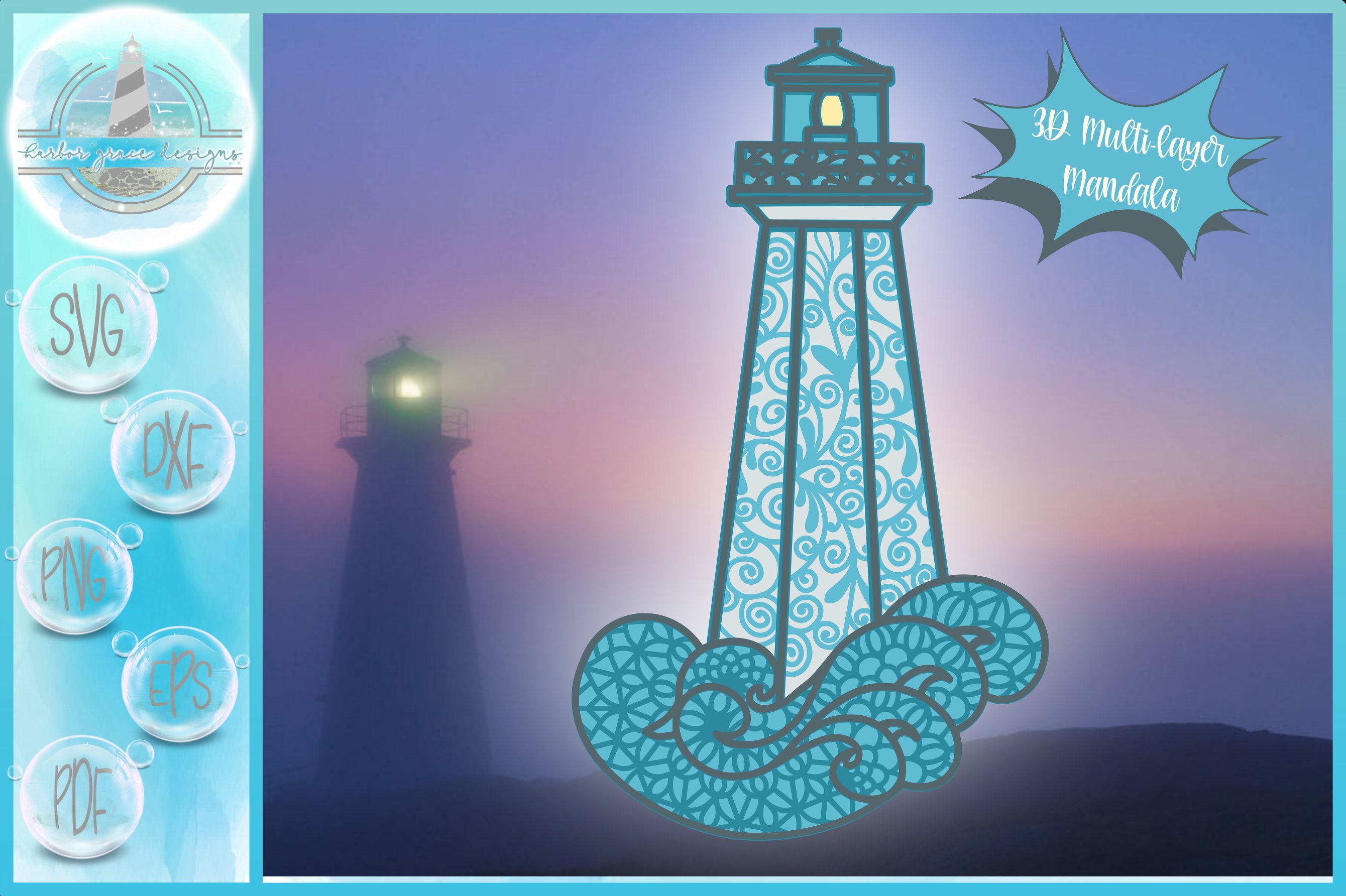 Download 3D Layered Design | 3D Lighthouse Mandala | 3D Mandala SVG ...