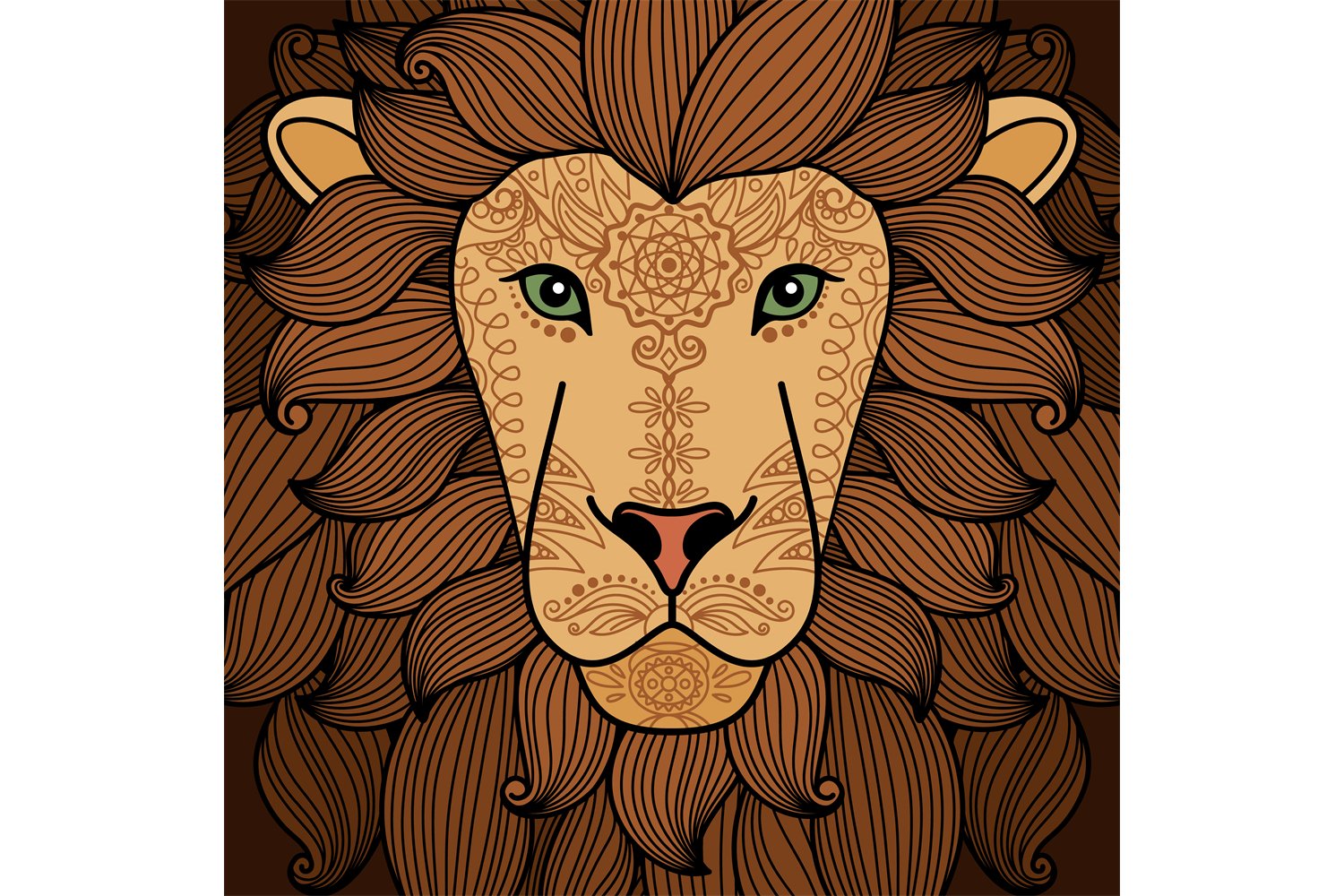 Lion Head With Henna Tattoo Elements 830279 Illustrations Design