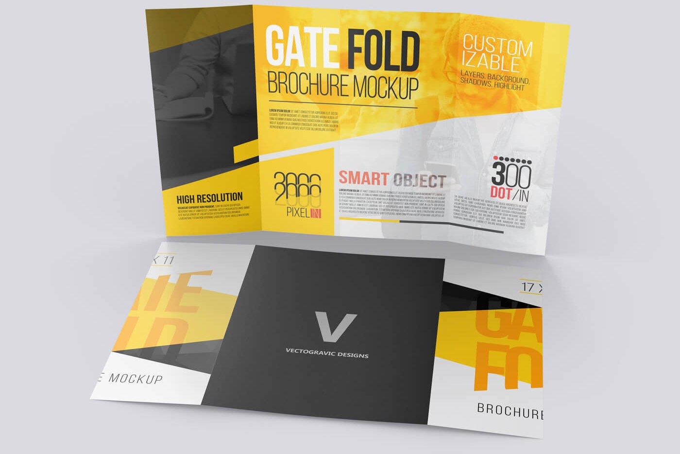 17x11 GATE FOLD BROCHURE MOCKUPS (23787) Mockups