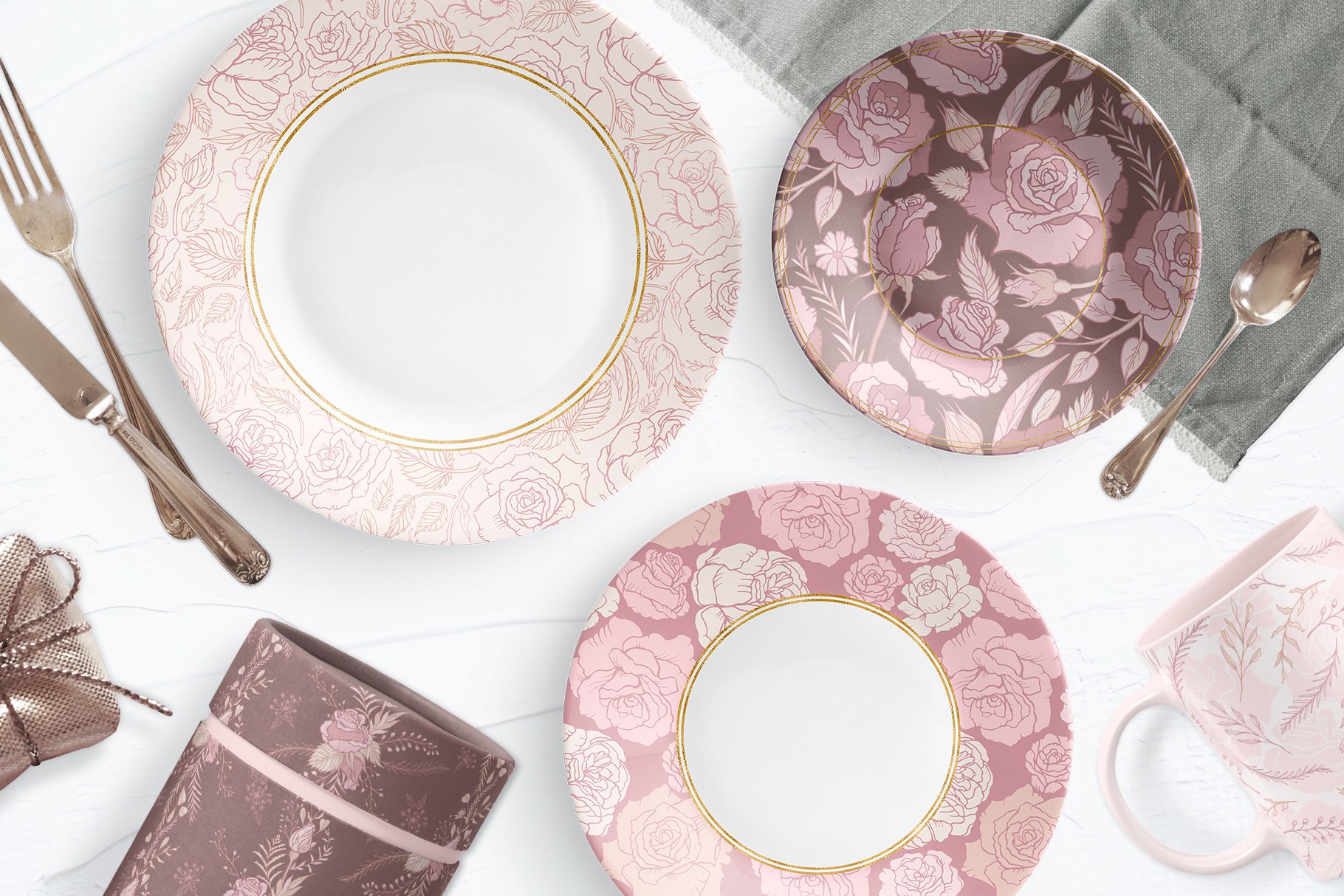 Rose Flower Patterns & Clipart (478153) Illustrations Design Bundles