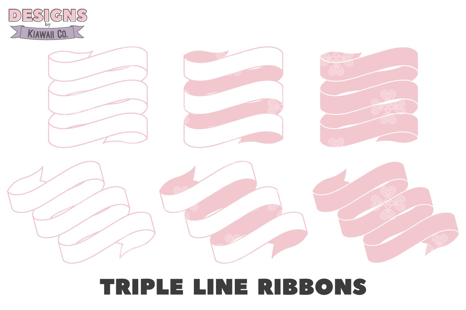 Wavy Ribbon Bundle, Single Line Ribbons, Multi Line Ribbons (1049154) Elements Design Bundles