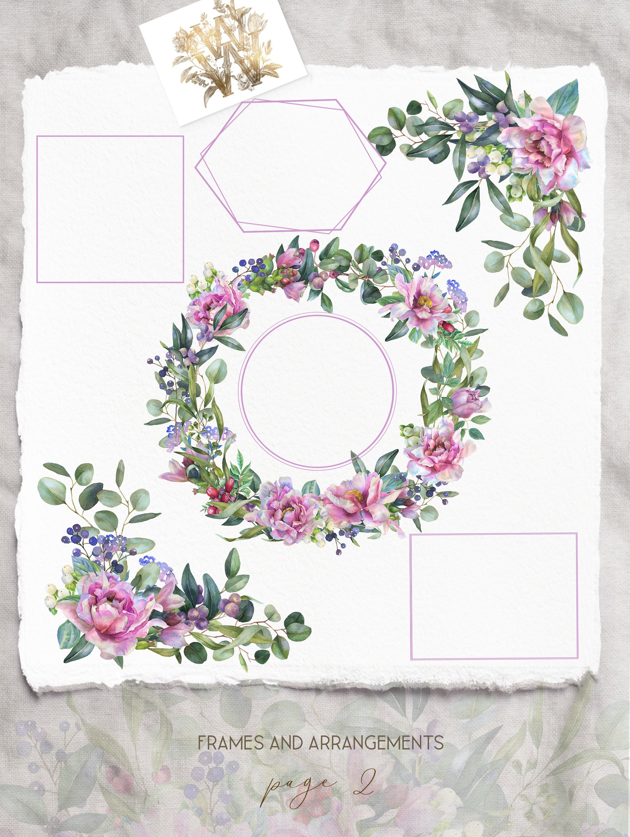 Watercolor Pink Peonies border Clipart, Wedding peony floral (343642 ...
