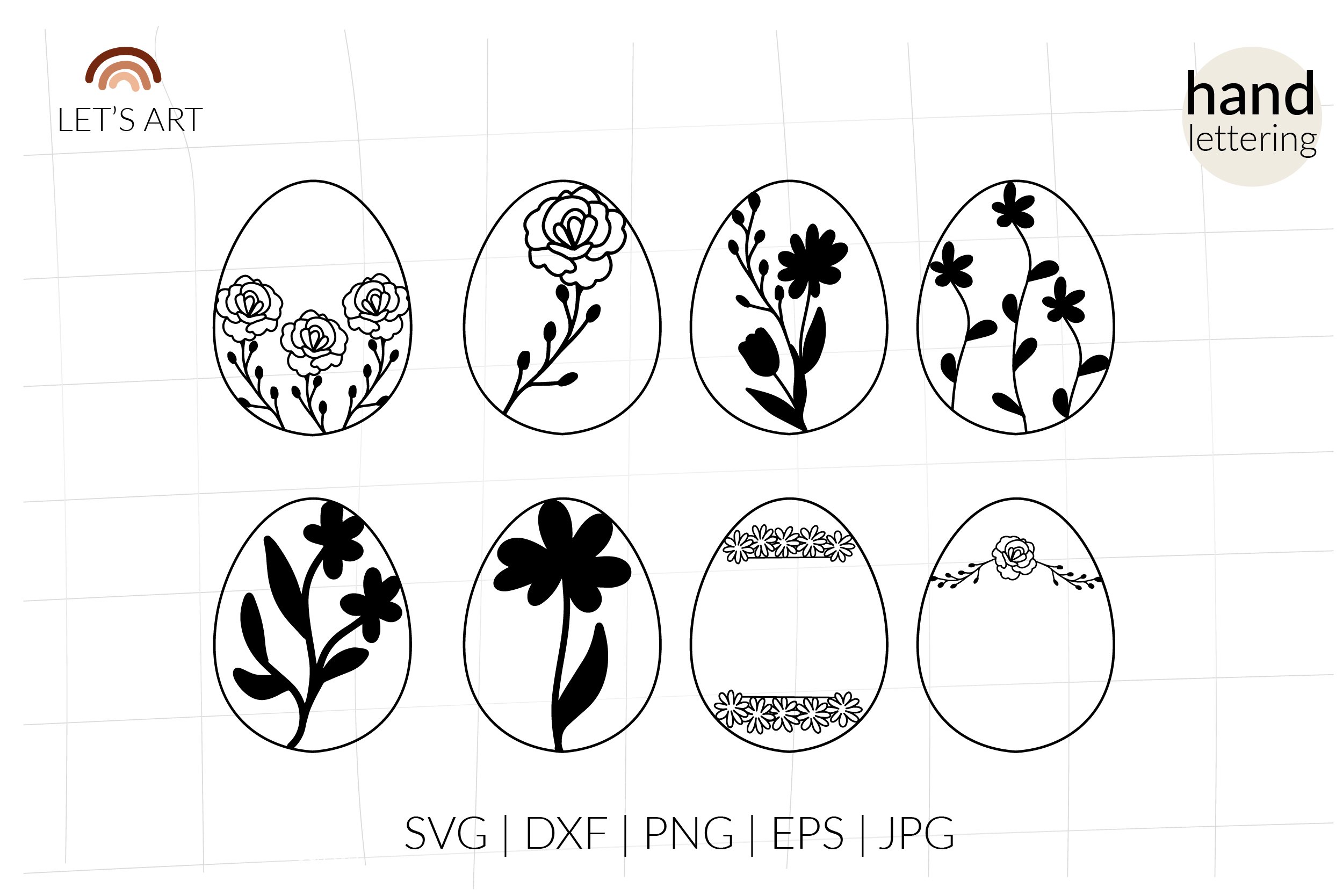 Download Easter Egg Cricut Wildflowers Decor Split Monogram Eggs Svg 1210304 Cut Files Design Bundles