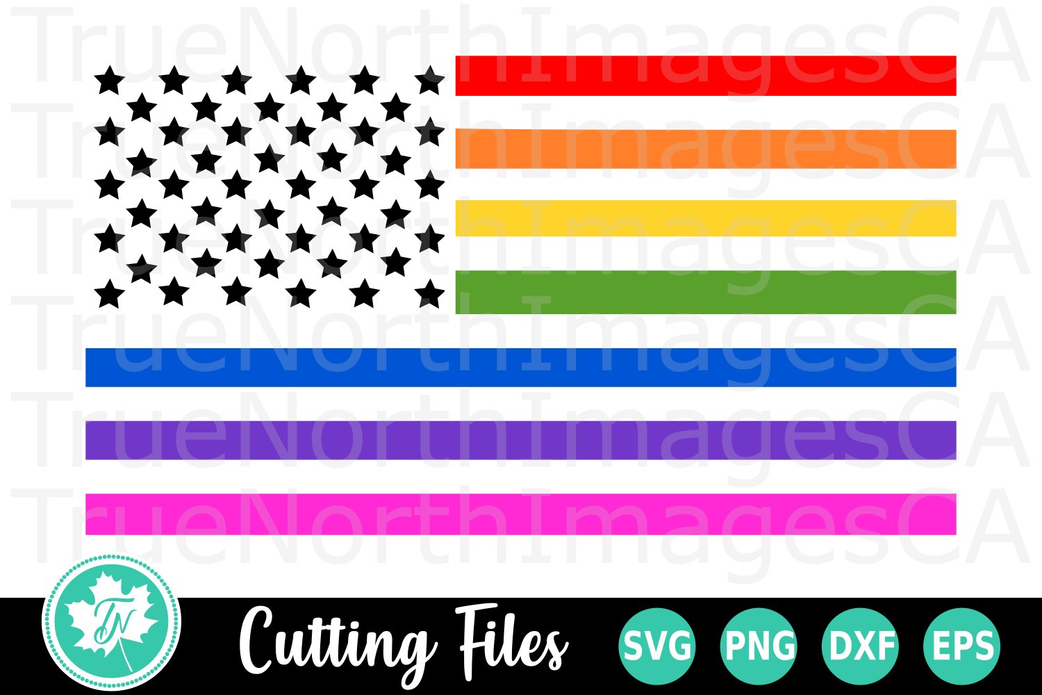 Rainbow American Flag - A Pride LGBT SVG Cut File (267577) | Cut Files ...