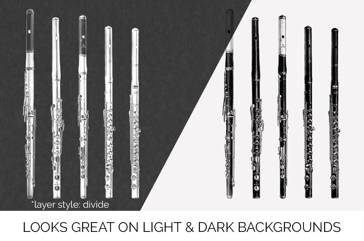Flutes Vintage Musical Instruments (202344) Illustrations Design