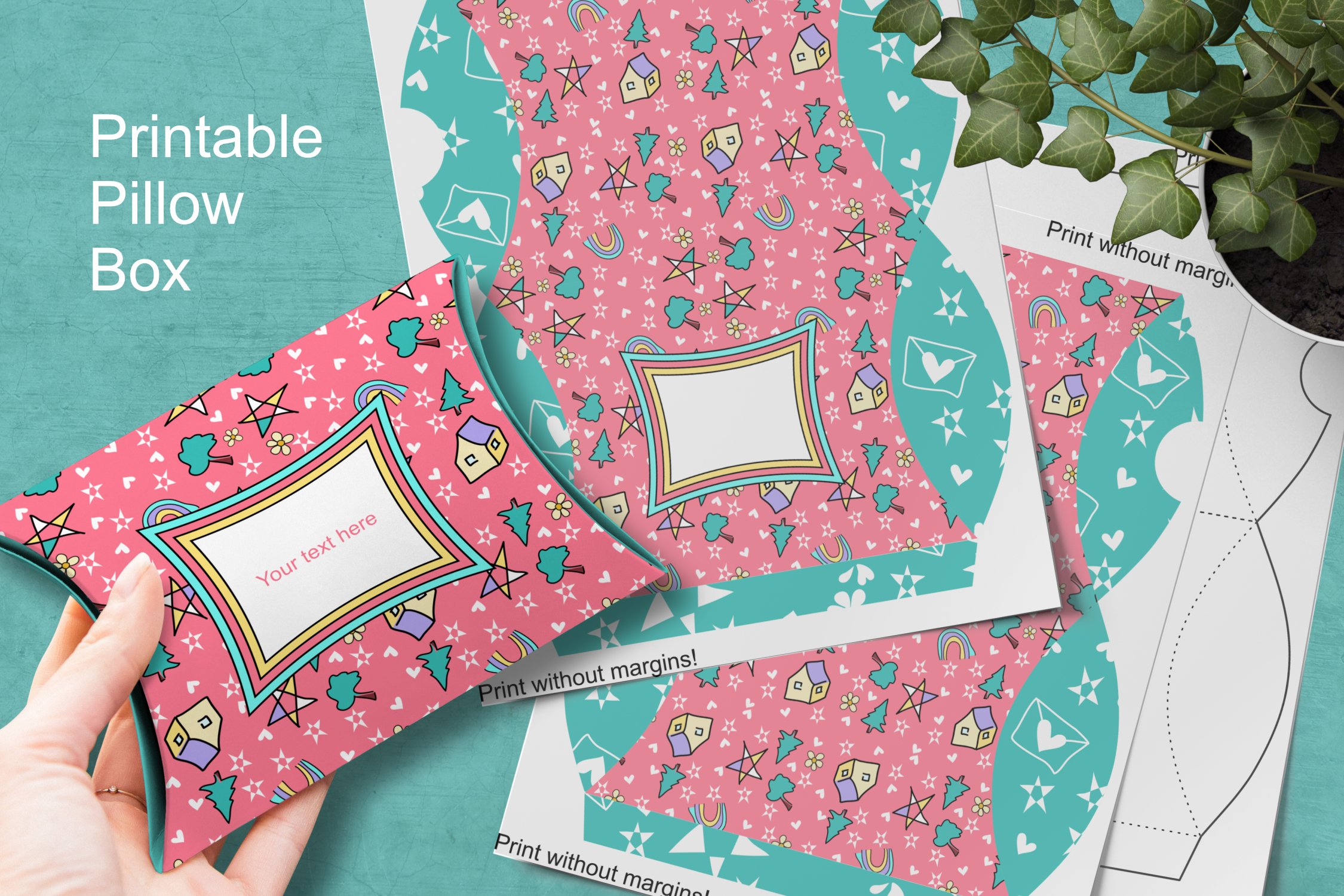 Printable Pink Pillow Box for Small Favors Print n Cut Files