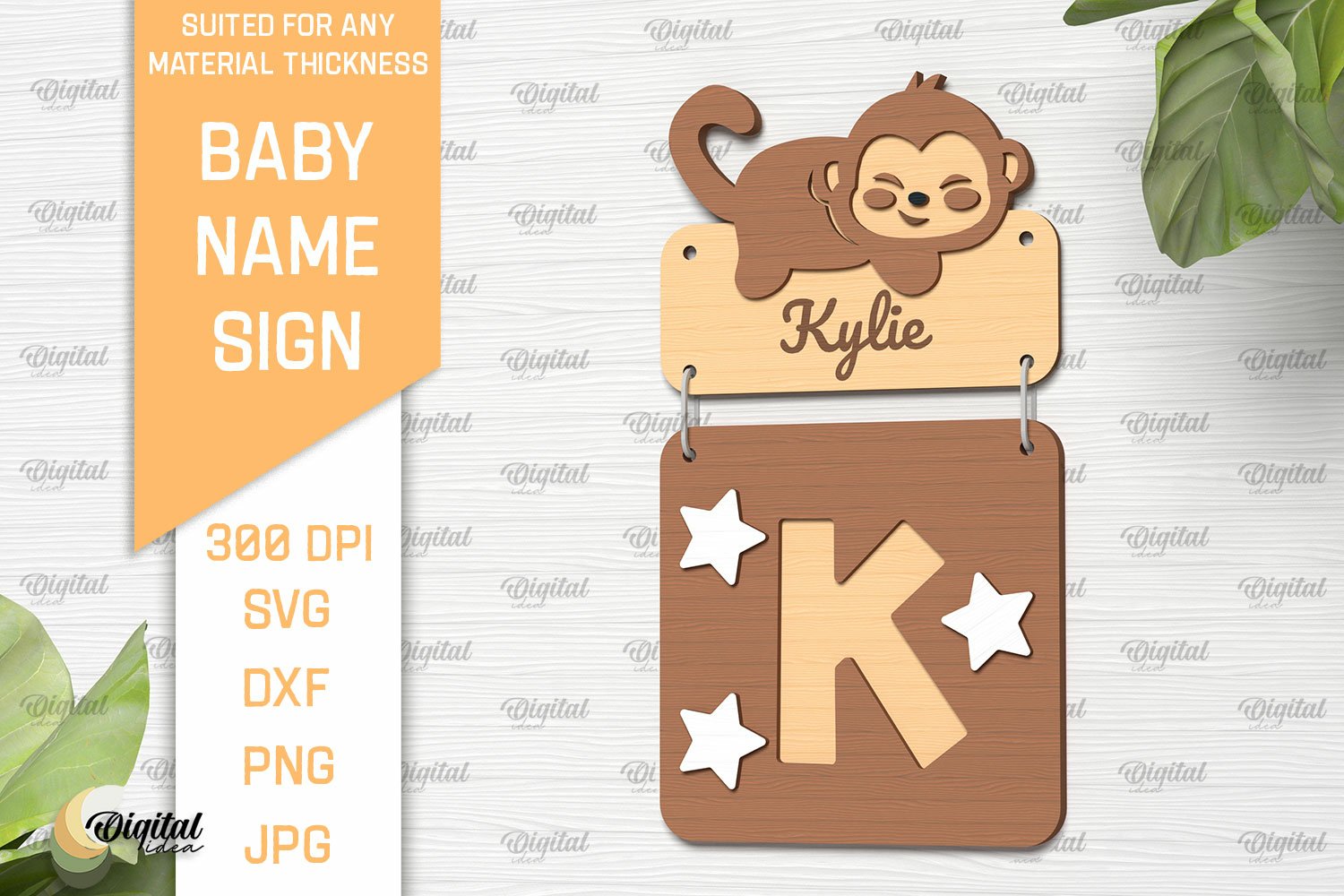 baby-name-sign-svg-wall-decor-laser-cut-letter-k for Free Printable Monkey Name Tags Baby Name Sign SVG. Wall Decor Laser Cut. Letter K for Free Printable Monkey Name Tags