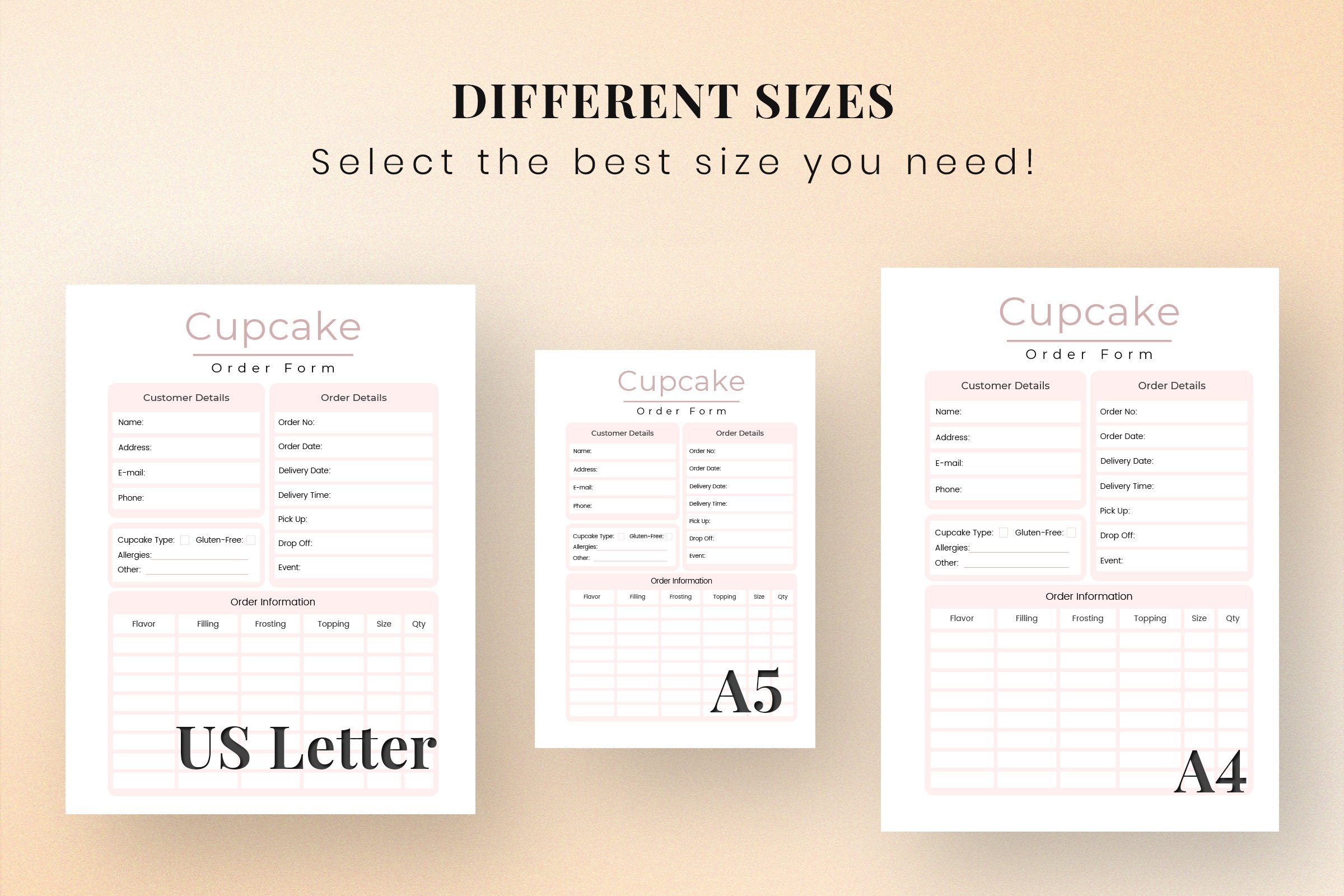 cupcake order form printable | bakery order form