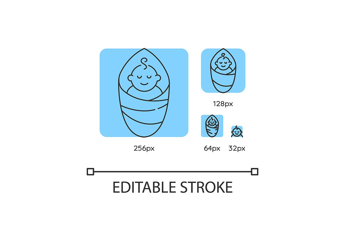 Baby blue linear icons set (990097) Icons Design Bundles