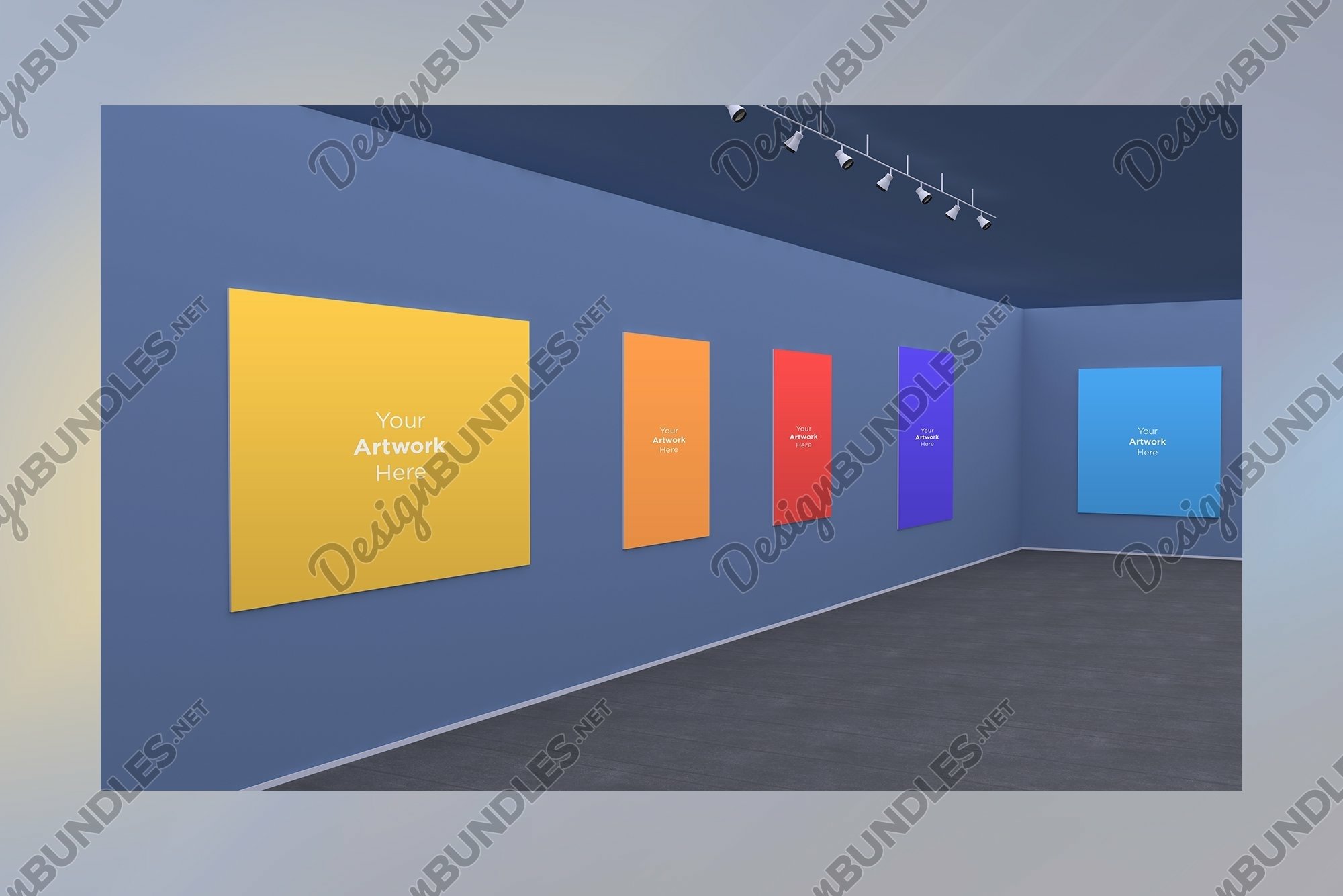 Large Art Gallery Frames Mockup 3D (1061592) Mockups Design Bundles