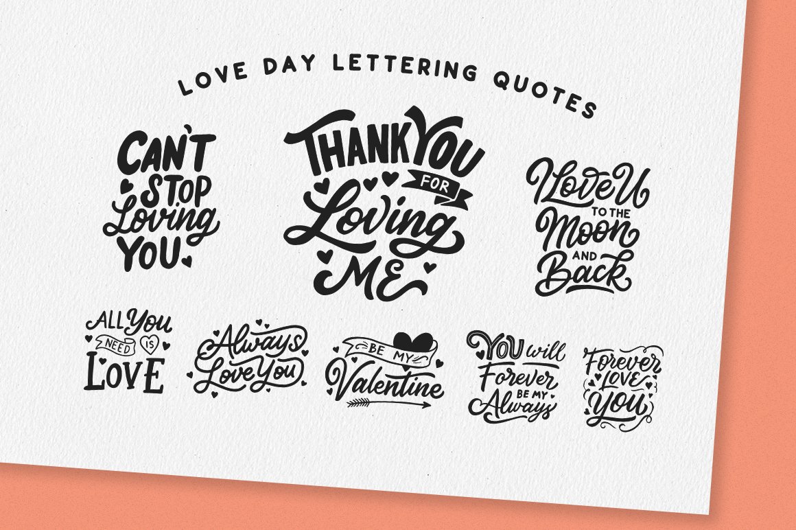 Download Love Day Lettering Quotes 248563 Hand Lettered Design Bundles