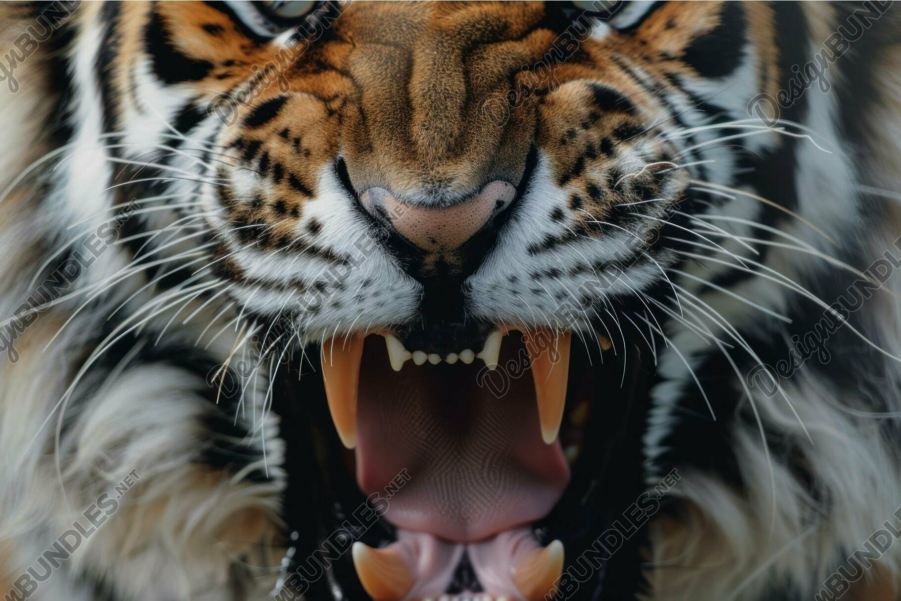 Angry siberian tiger showing teeth and tongue, image size:1820x1214