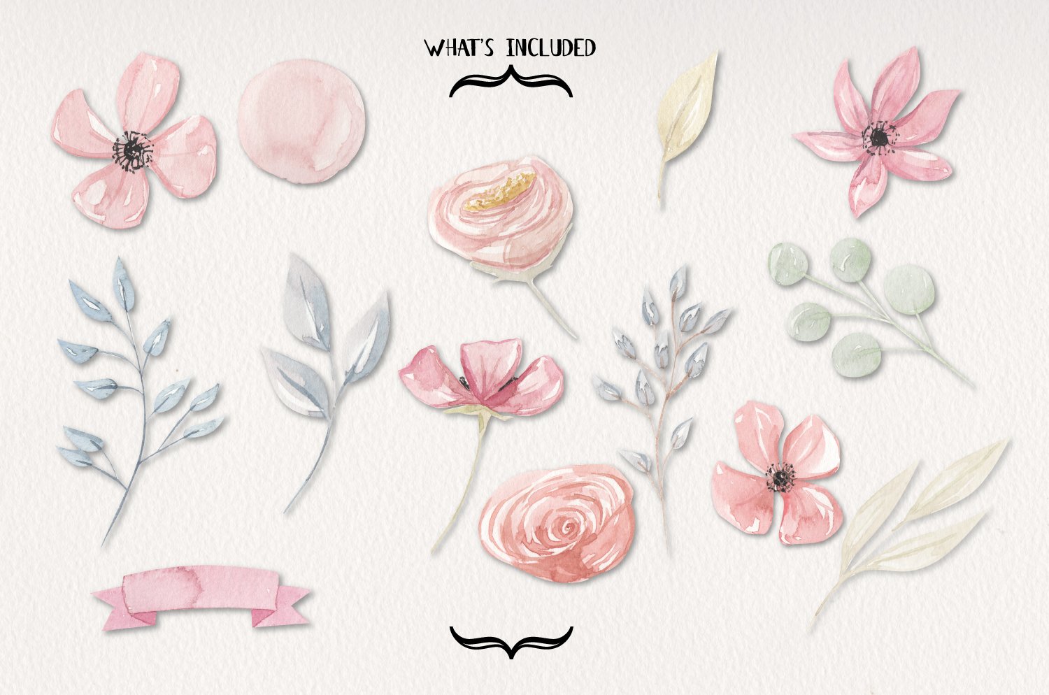 Pretty Petals Watercolor Elements 14 Floral Flowers Pastels
