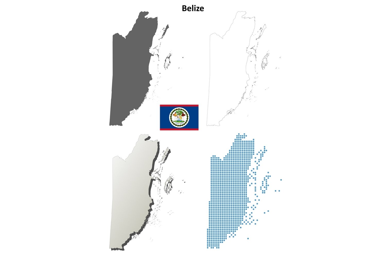 Belize outline map set (319609) | Illustrations | Design Bundles