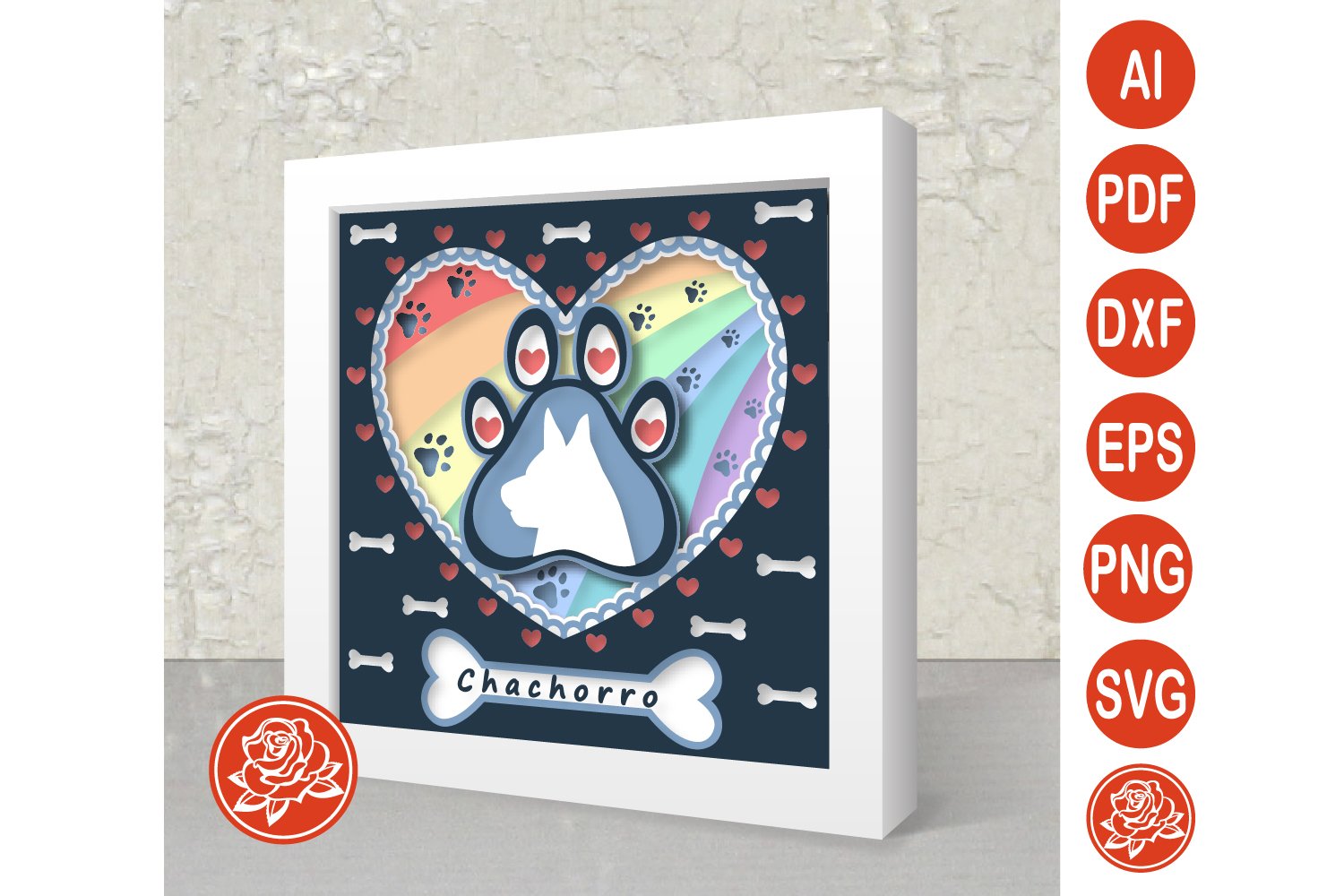 Rainbow Bridge Pet Memorial Shadow Box Svg Files for Cricut