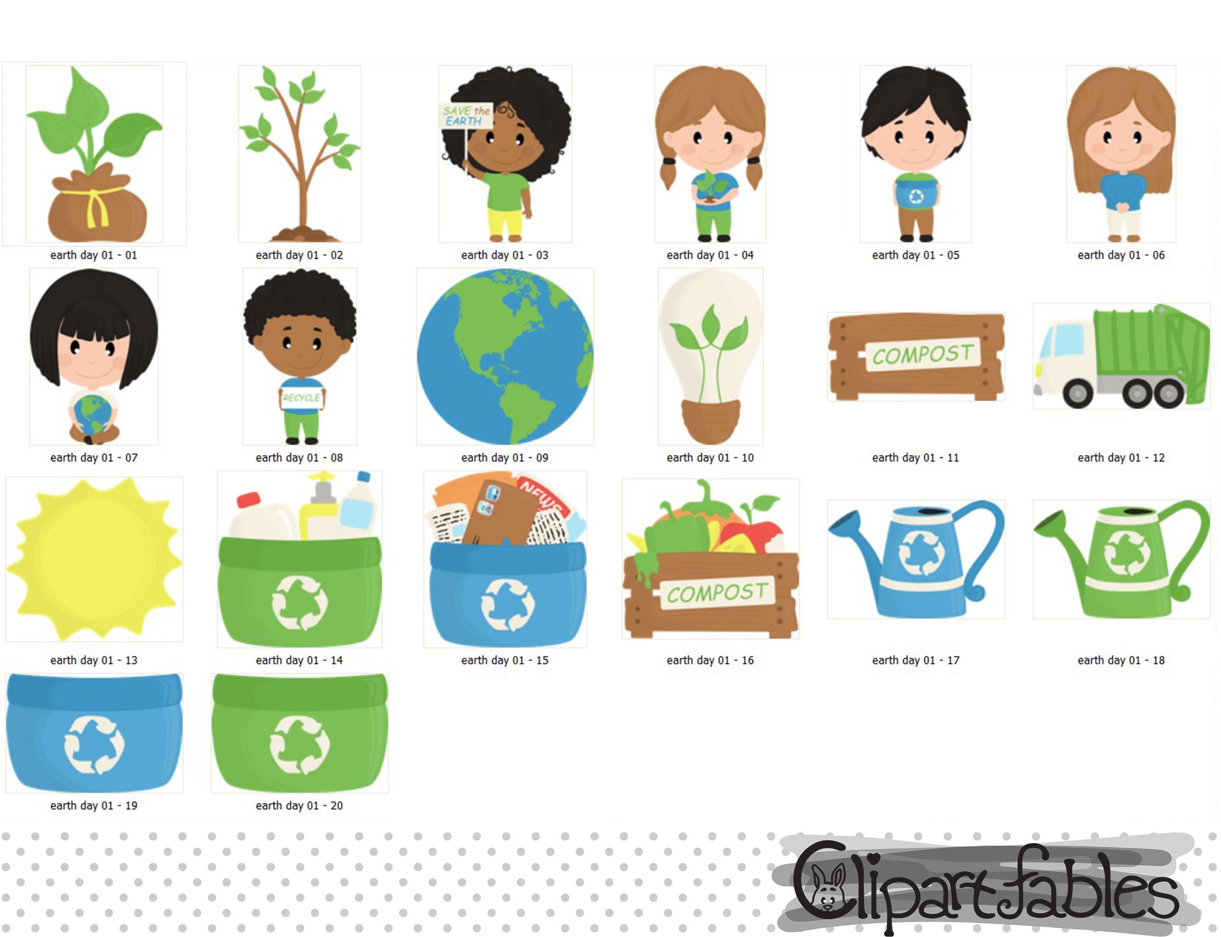 Cute EARTH DAY clipart, Recycling, Save the Earth clip art (523830