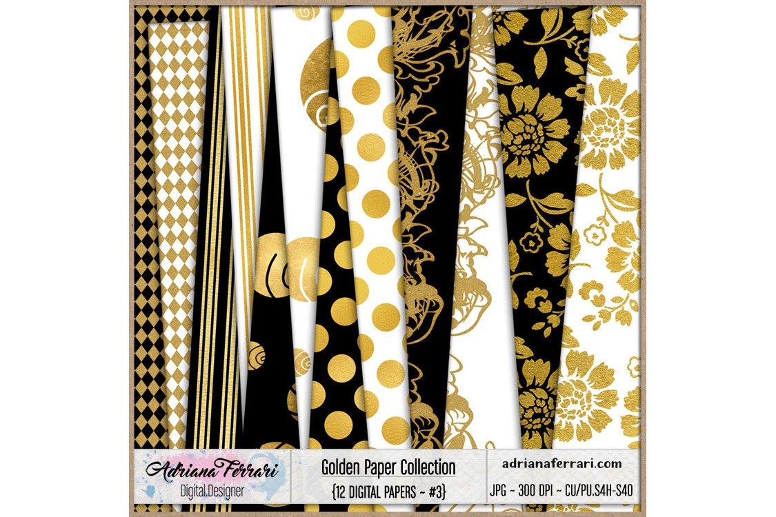 Golden Paper Collection - Paper 3 (10233) | Backgrounds | Design Bundles