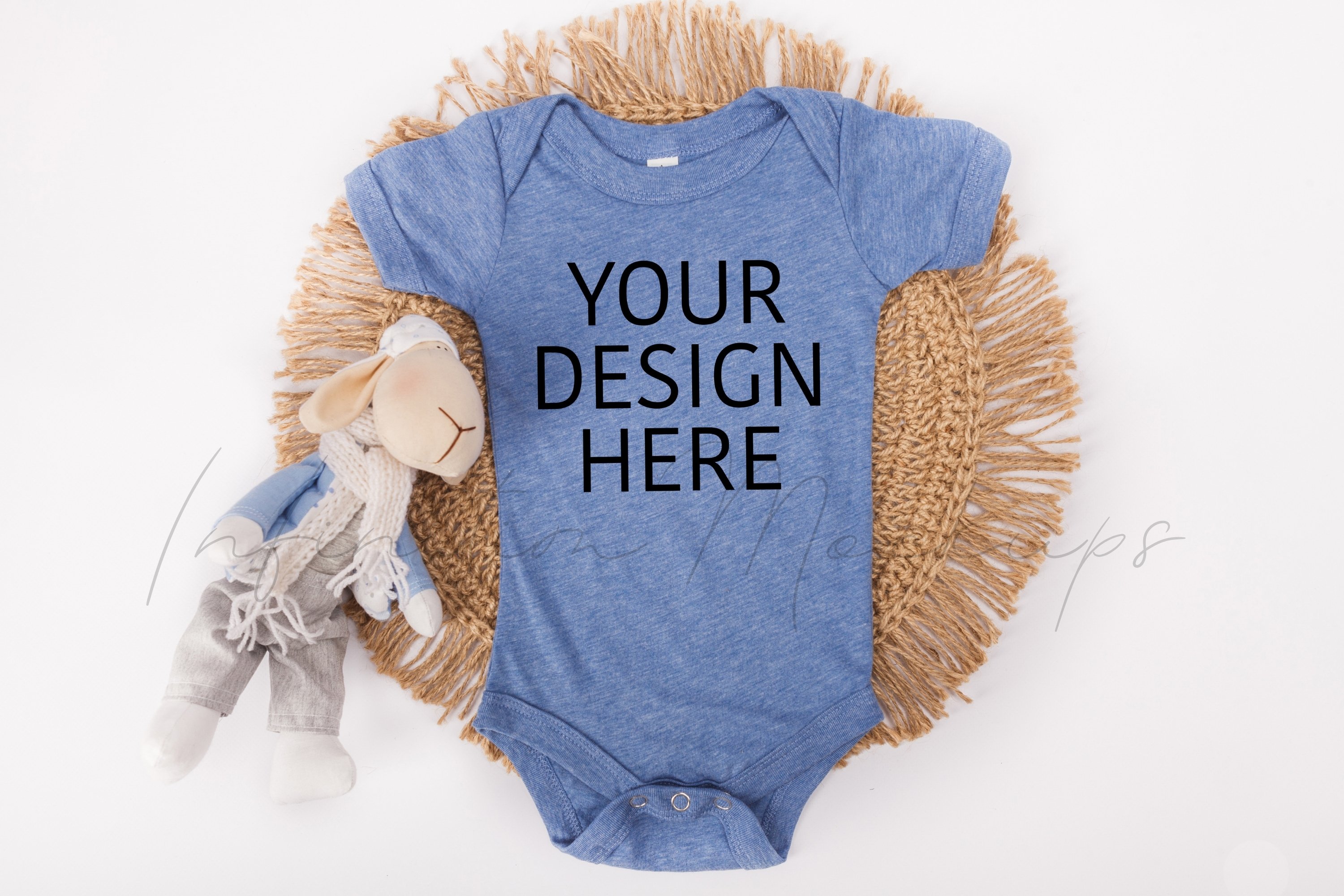Bella Canvas 100b Blue baby bodysuit mock up
