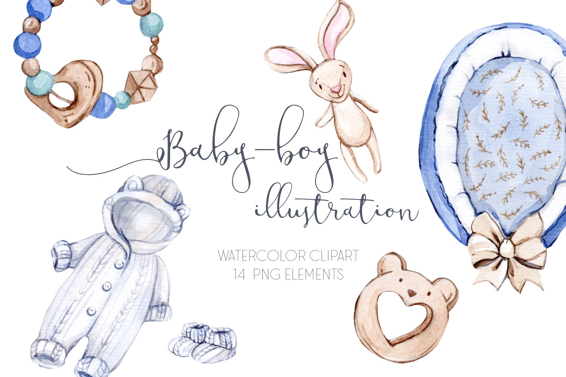 Watercolor Baby Boy Illustration (536866) | Illustrations | Design Bundles