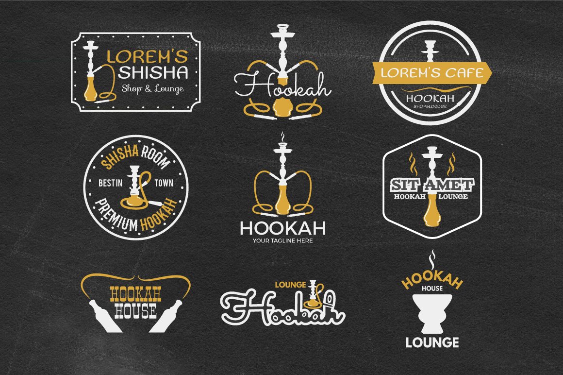 Hookah SVG Logo Bundle Lounge Shisha Café Badges dxf pdf png (2426