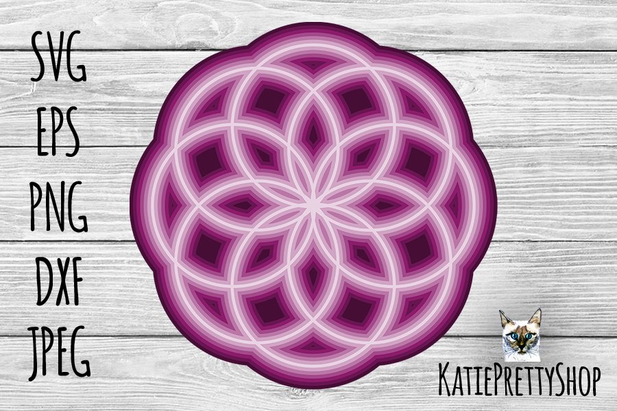 Multi Layered 3D Mandala Layered Svg For Cricut - Layered SVG Cut File