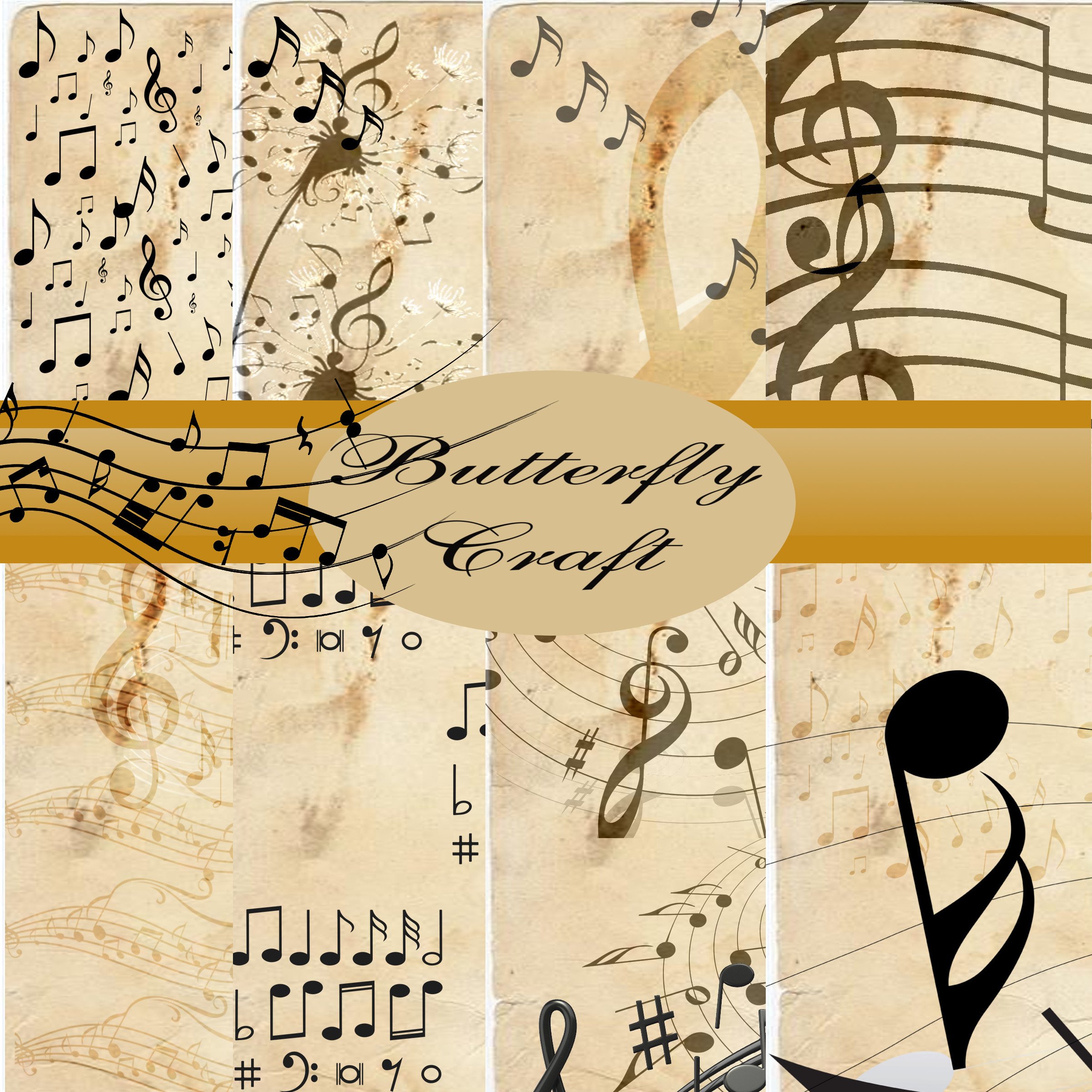 Music notes scrapbook paper, Vintage music digital paper (85614