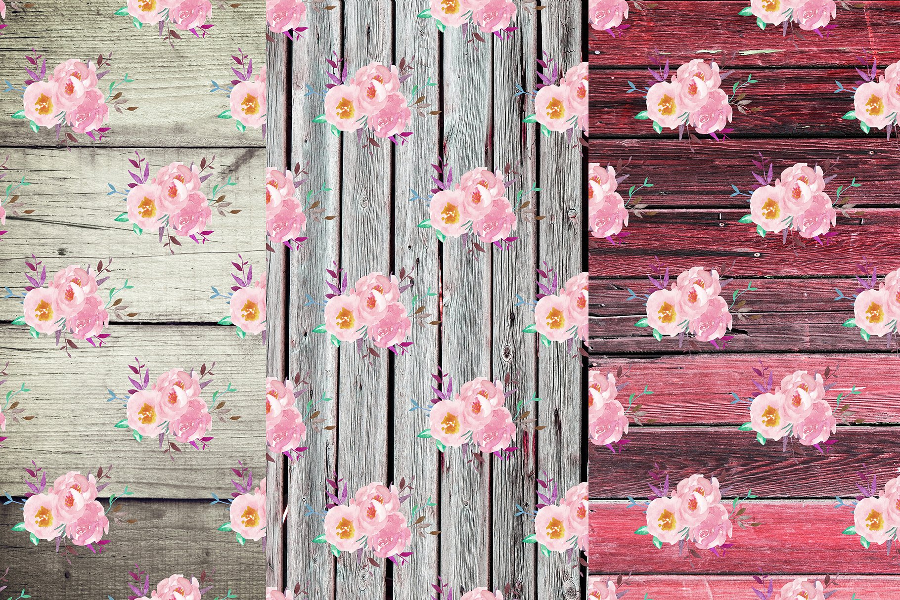floral wood digital paper wood scrapbook paper rustic
