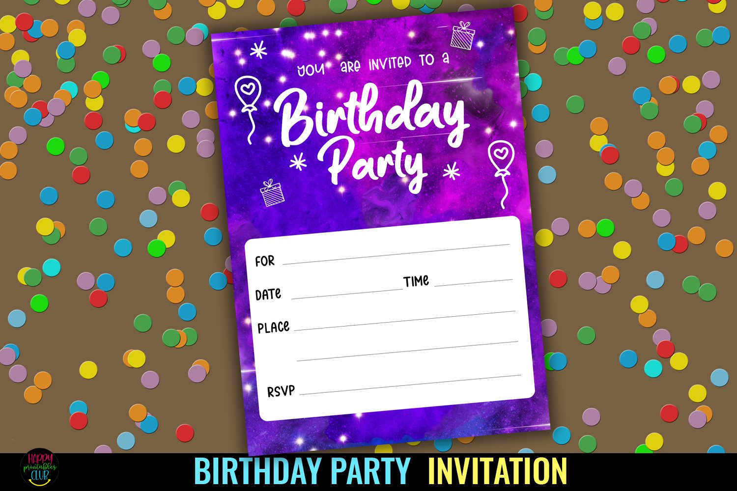 Birthday Party Invitation Template I Fill In Birthday Invite, image size:1500x1000