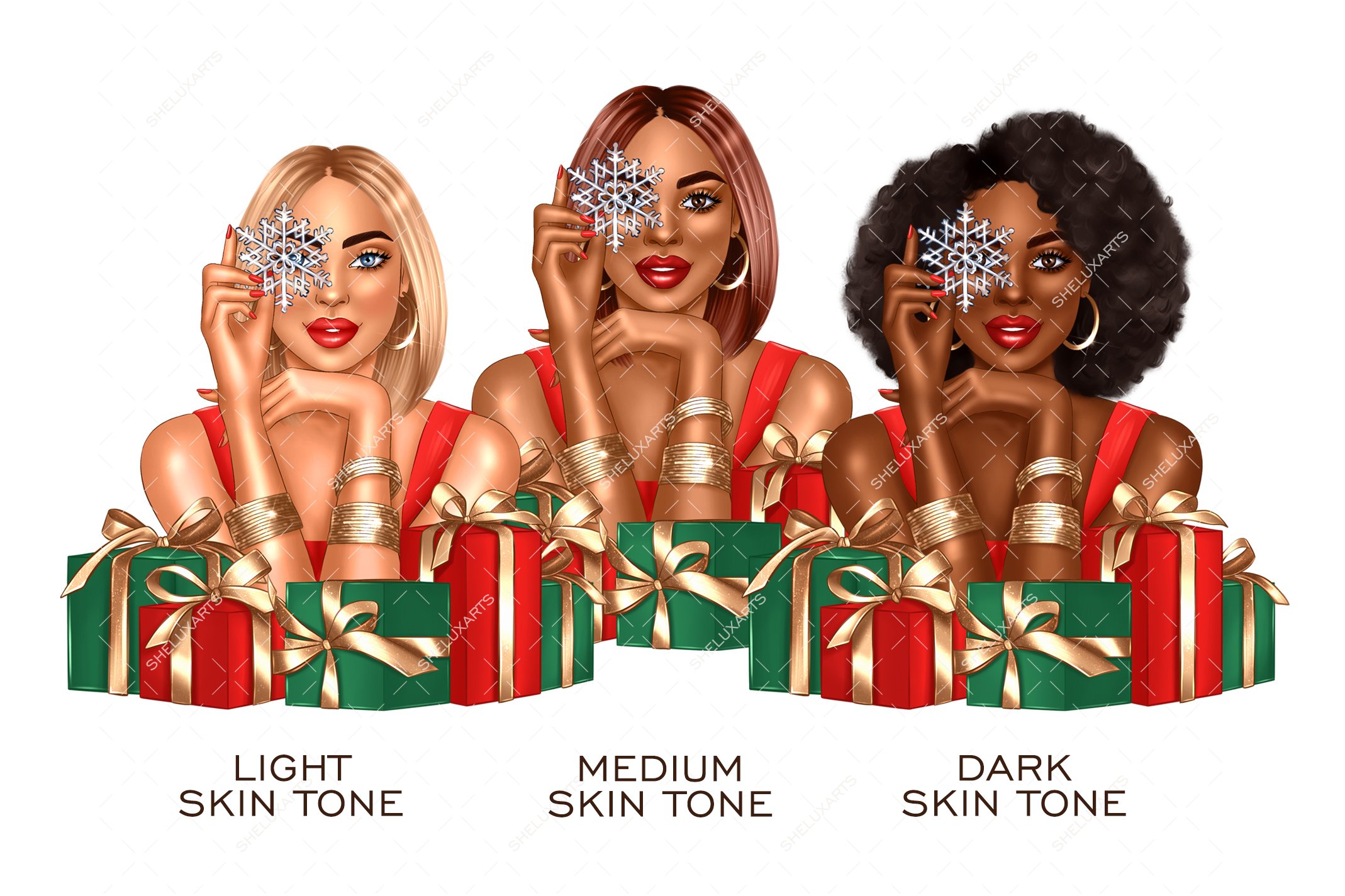 Unique hand drawn SNOWFLAKE BABE cliparts - 10 PNG files, image size:2138x1425