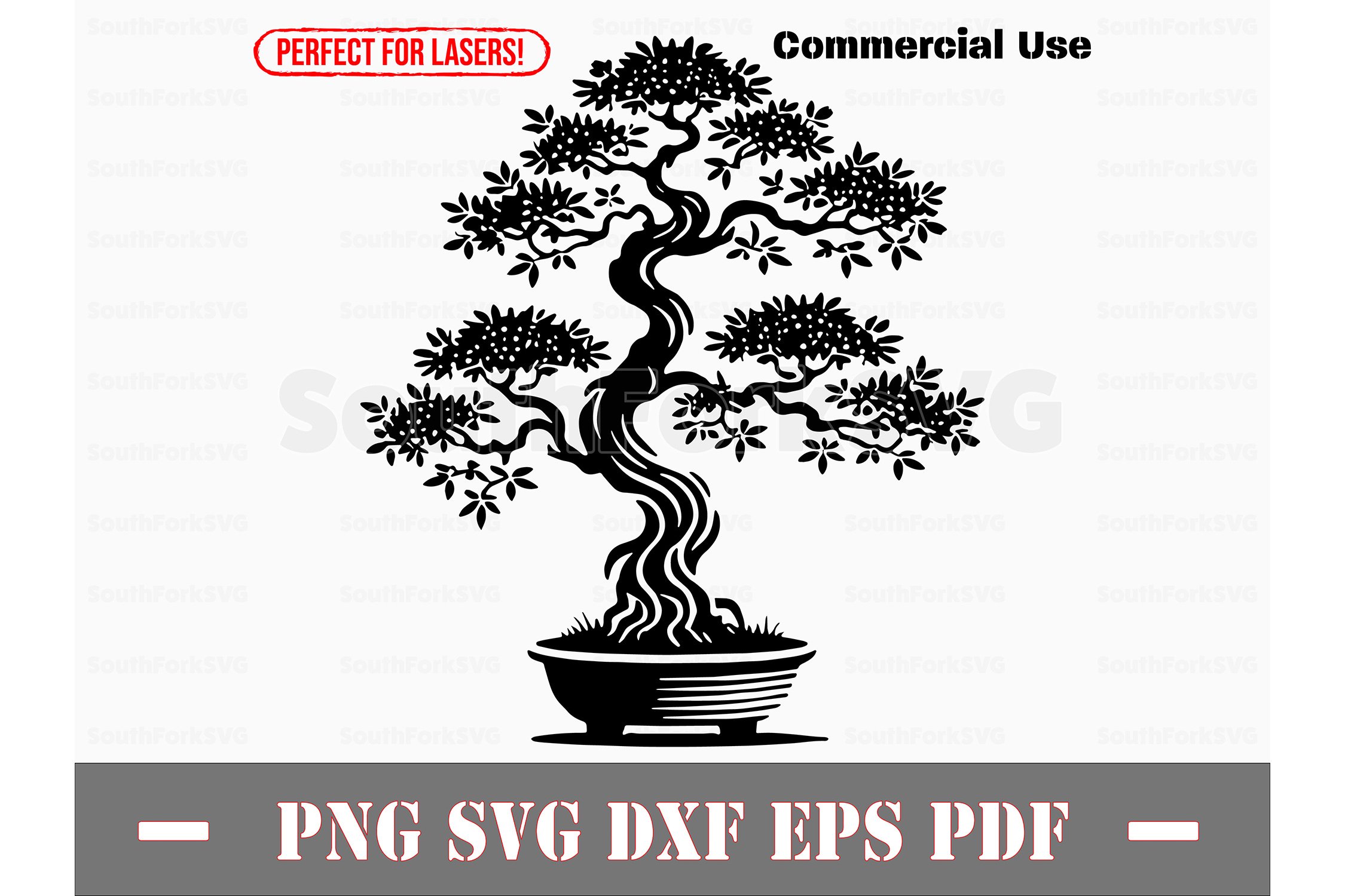 Bonsai Tree Silhouette Design Files SVG PNG DXF (4197142)