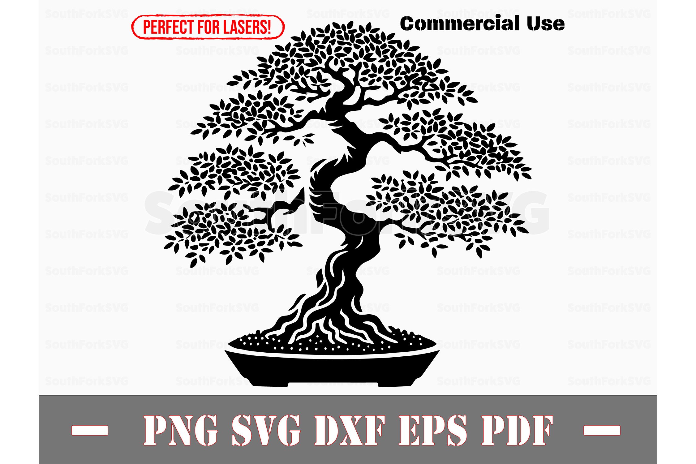 Bonsai Tree Silhouette Design Files SVG PNG DXF (4197143)