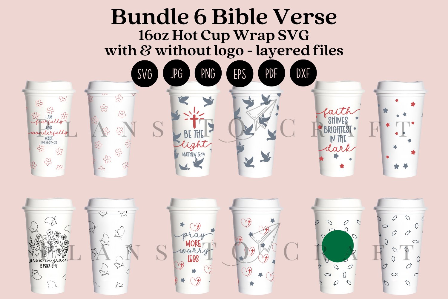 bundle bible verse starbucks 16oz hot cup wrap SVG