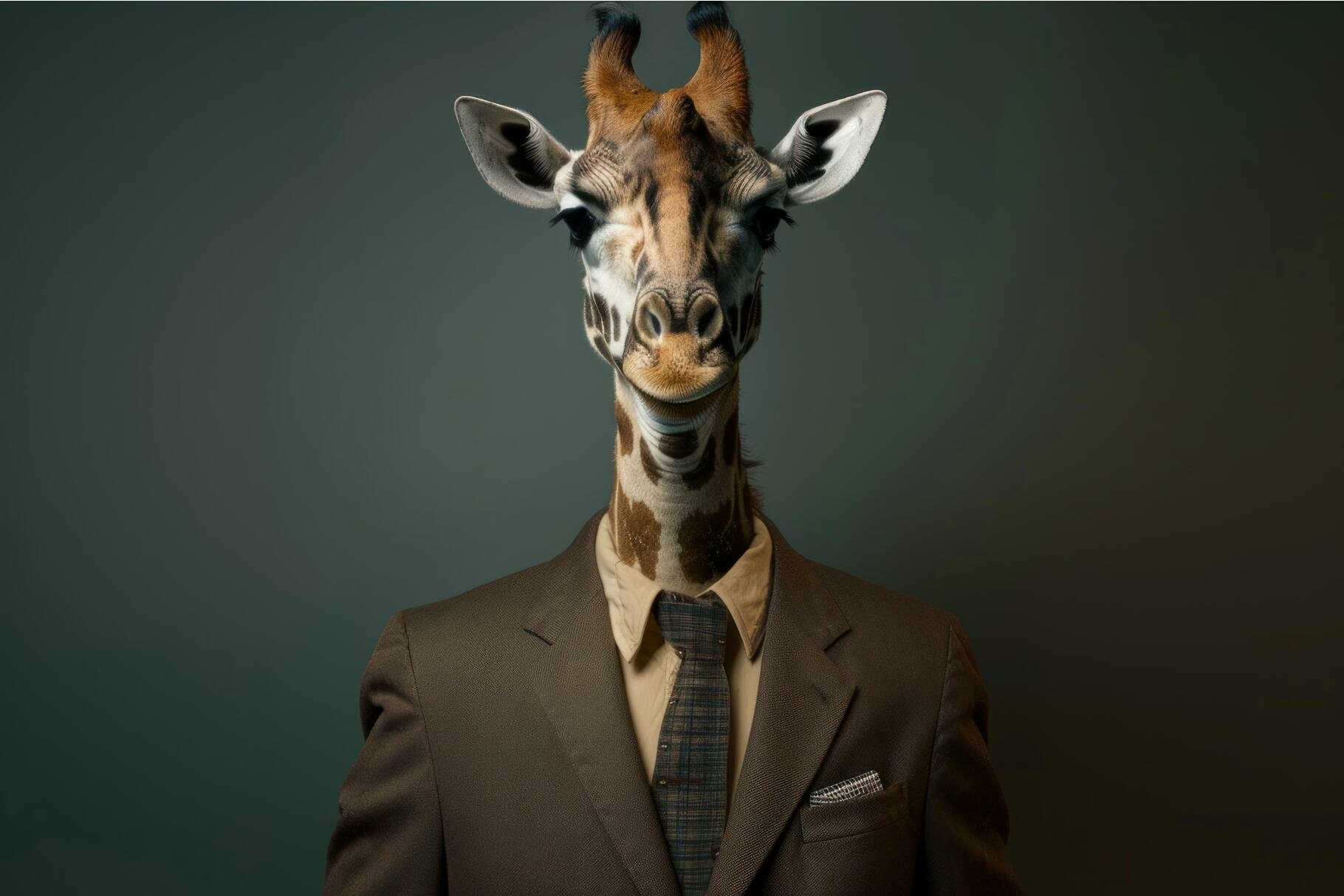 Business giraffe in suit portrait