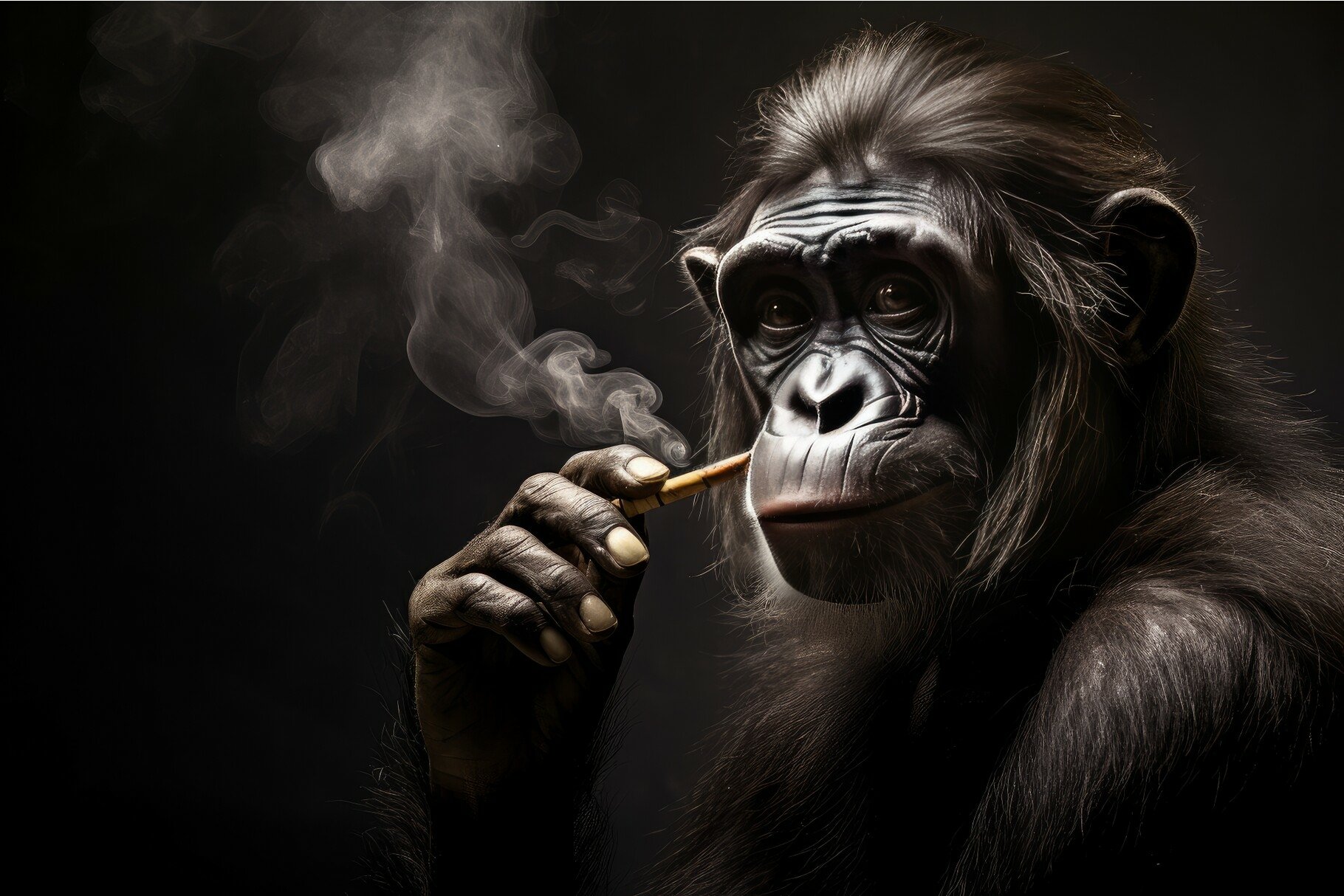 Unusual Monkey smoking portrait. Generate ai