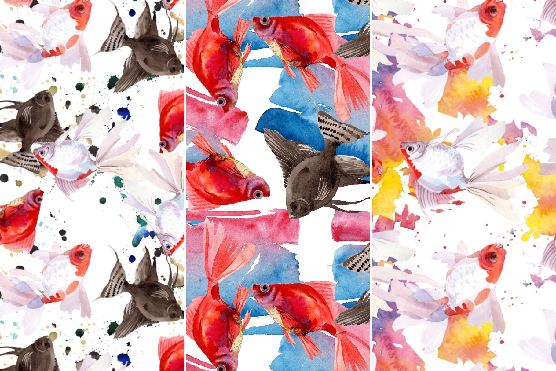 Fairytale Red Goldfish Watercolor PNG example image 7