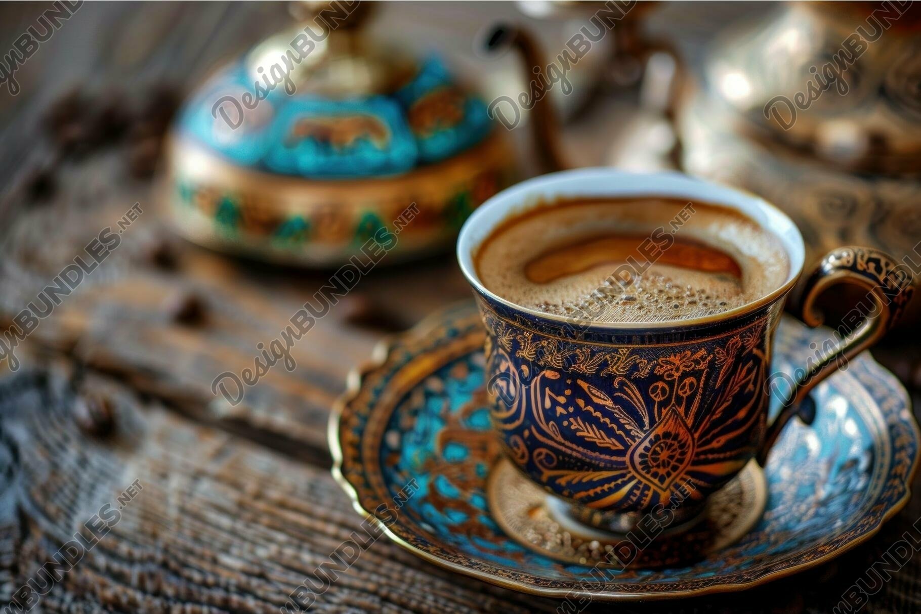 Traditional turkish coffee in ornate cup (4299235)