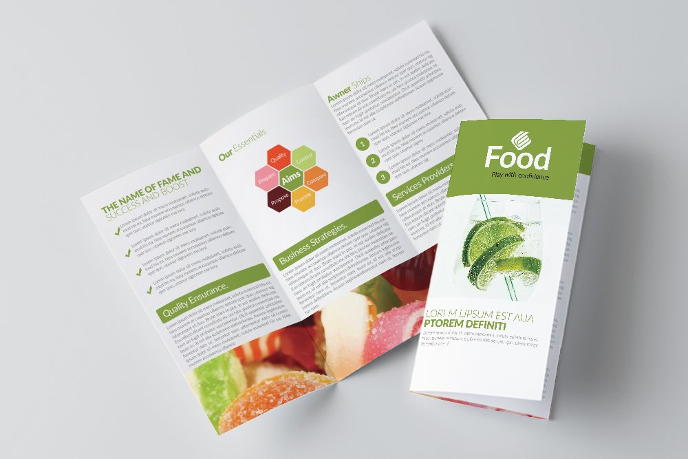 Fresh Fruits Juices Trifold Brochure (707632) Brochures Design Bundles