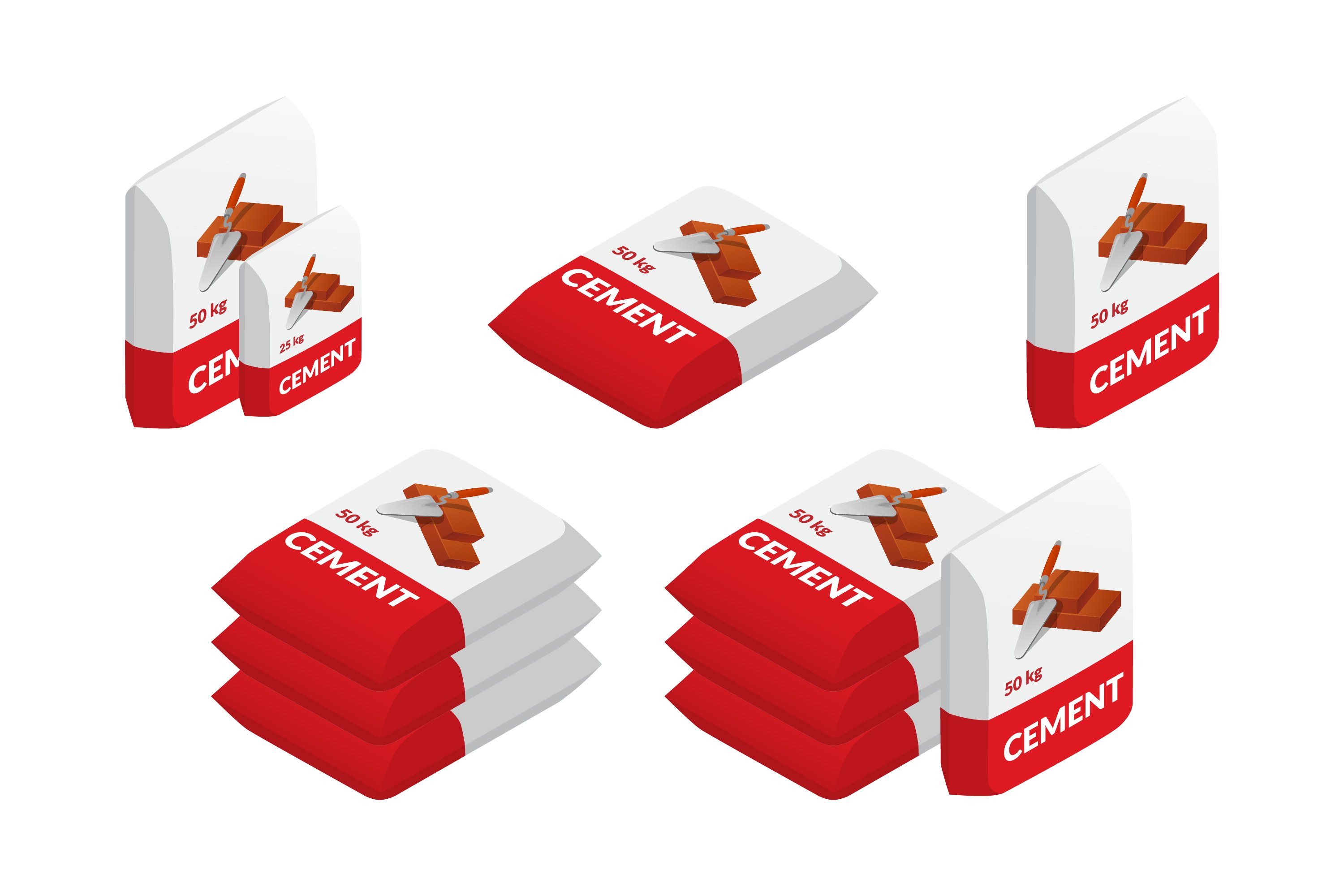 Set of realistic vector illustrations of cement bags. (1159988