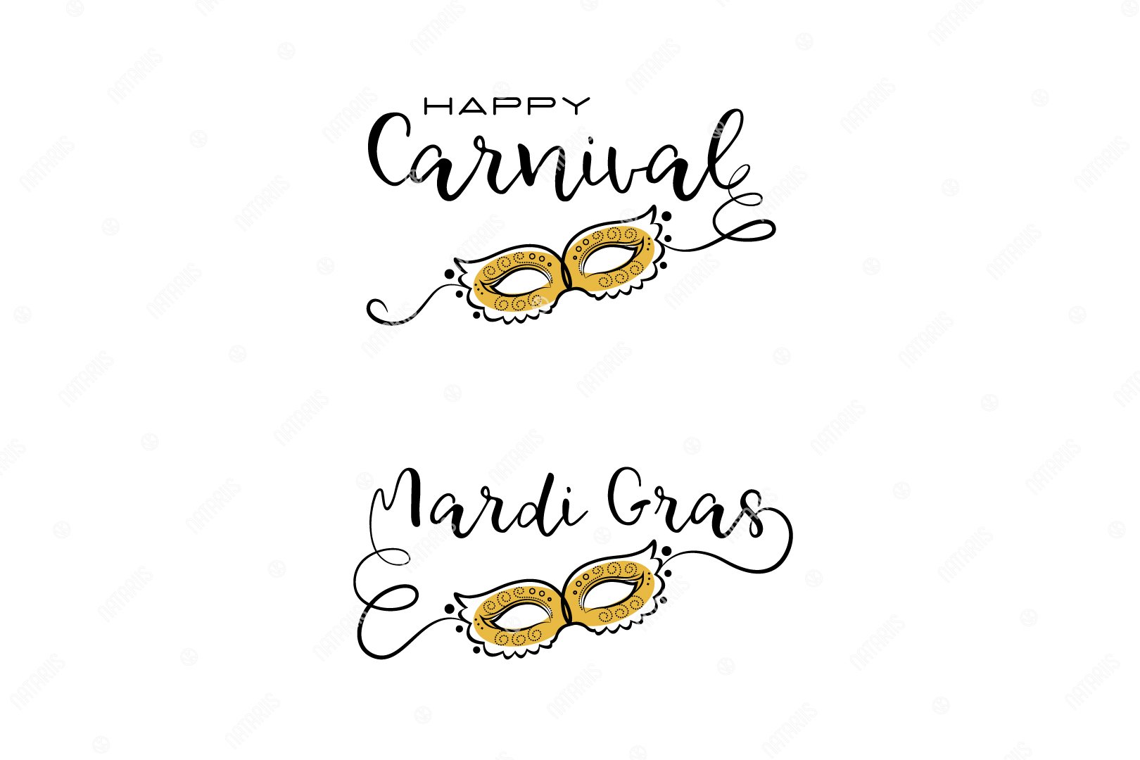 Download Set Of Carnival Title With Elegant Golden Mask 489746 Elements Design Bundles