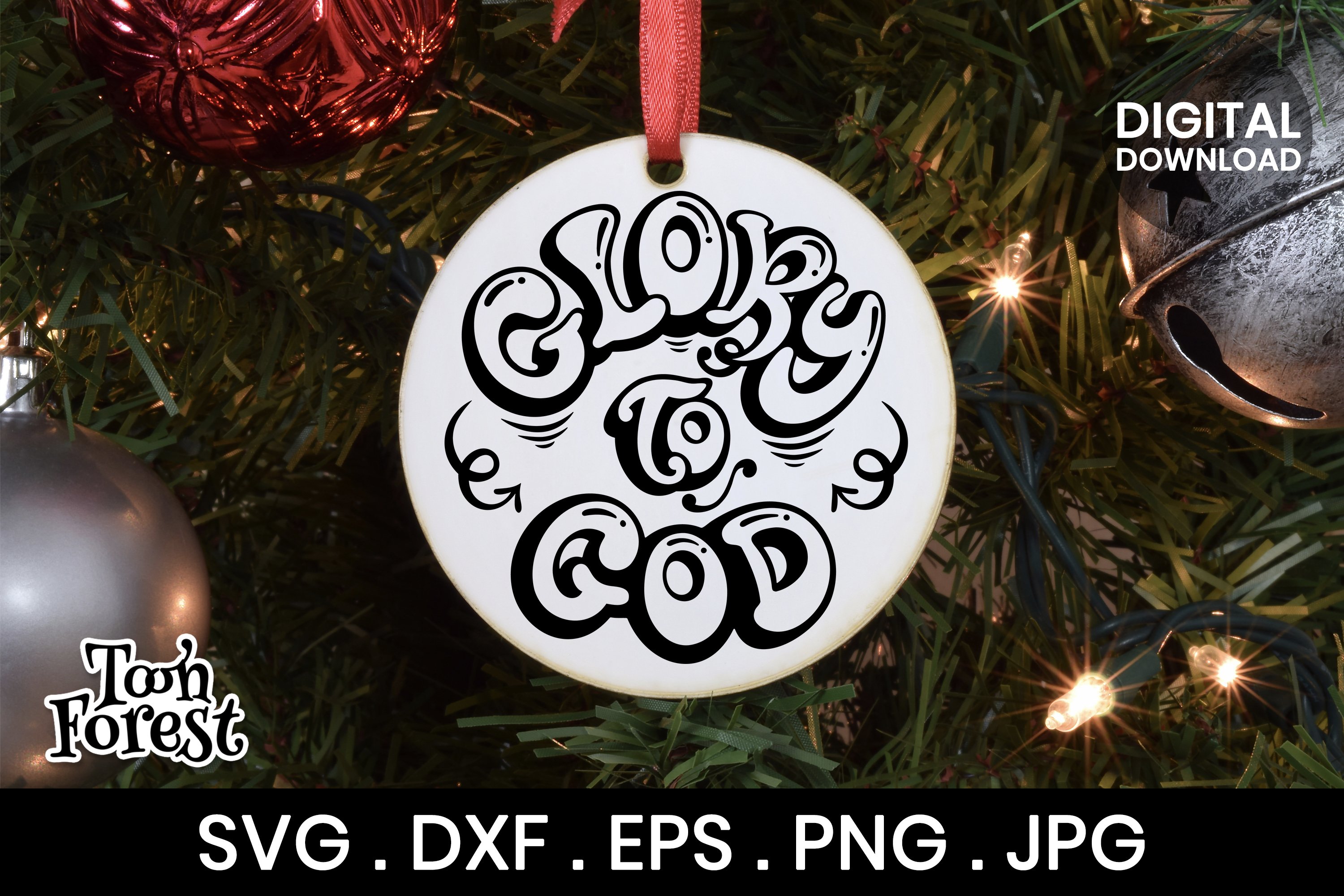 5 Christmas ornament SVG, DXF, EPS, and PNG cut files bundle (984759