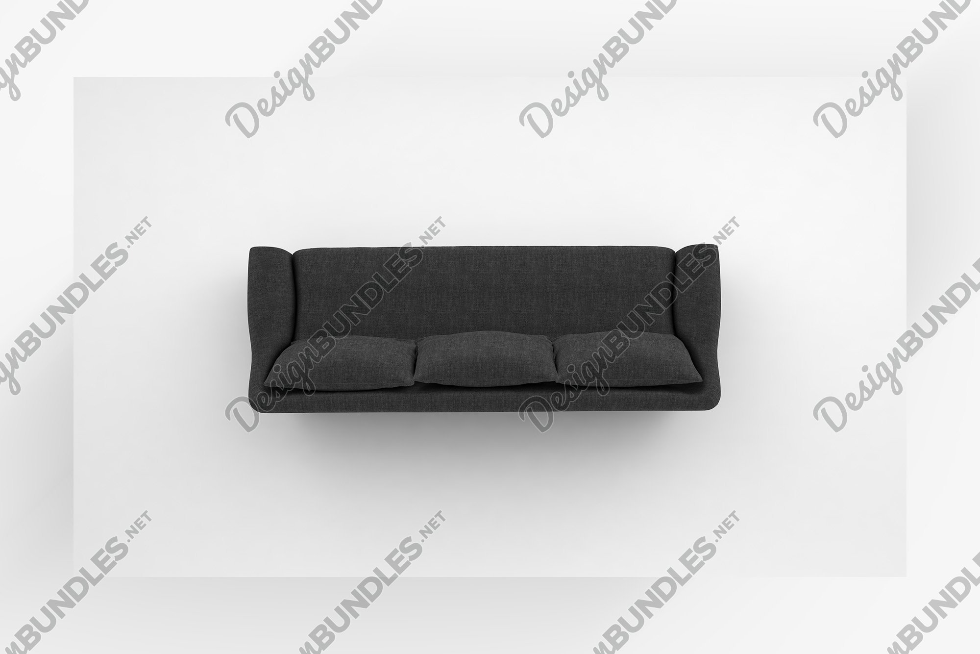 Charcoal sofa with pillows top view furniture 3d rendering (1060001) Architecture Design Bundles
