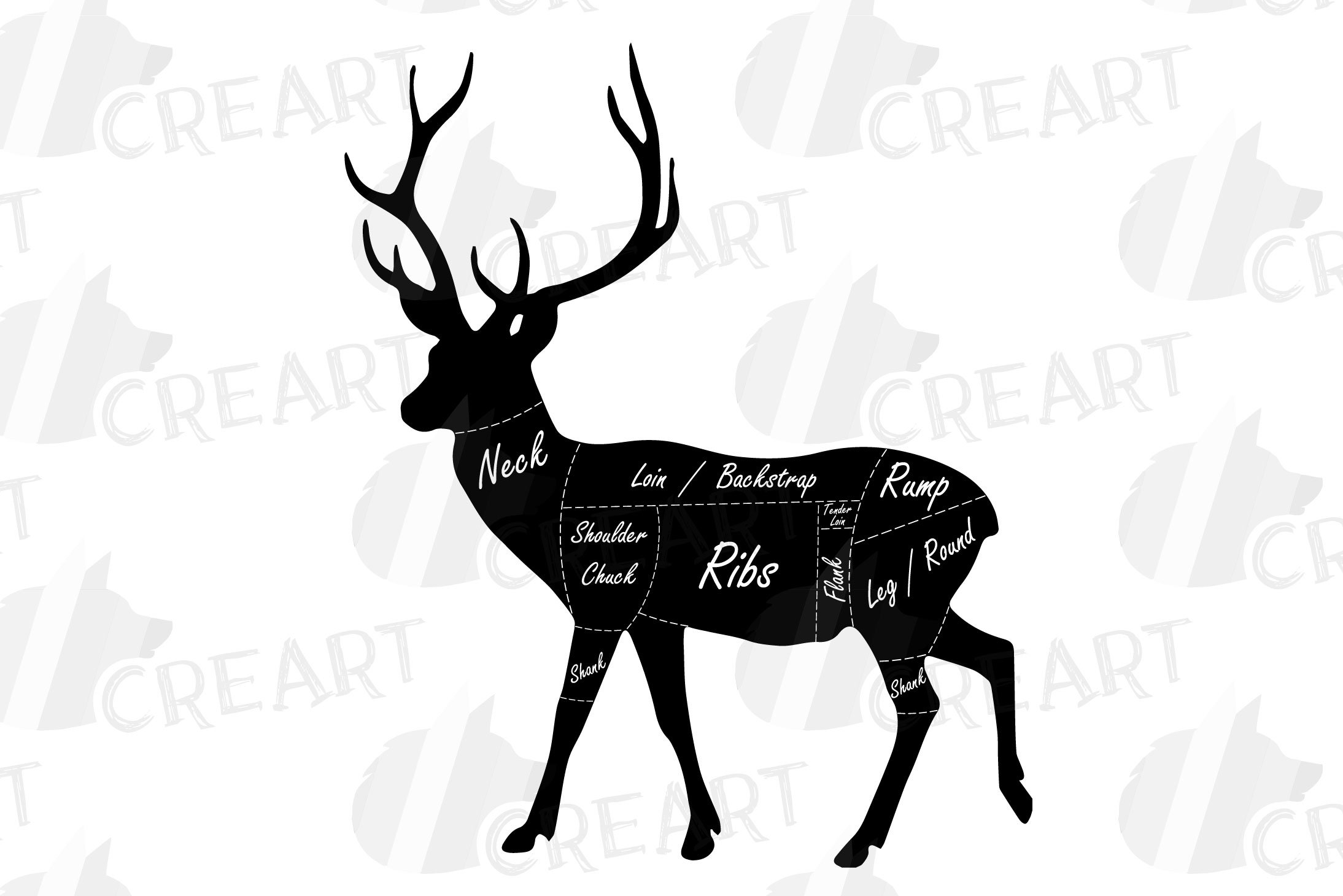 Butcher Chart Cuts Of Venison Printable Deer Meat Cut Chart 533054