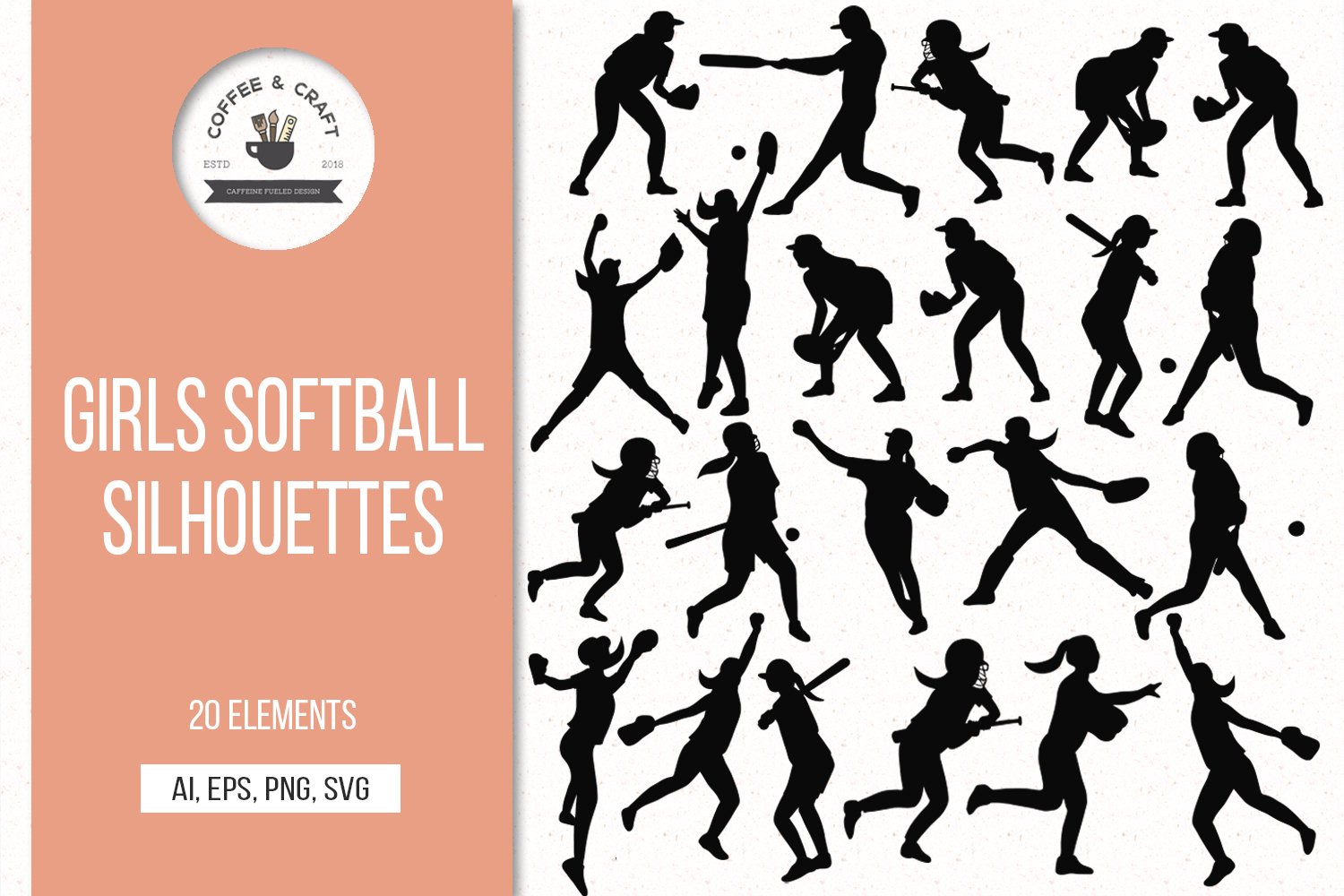 Girls softball silhouettes