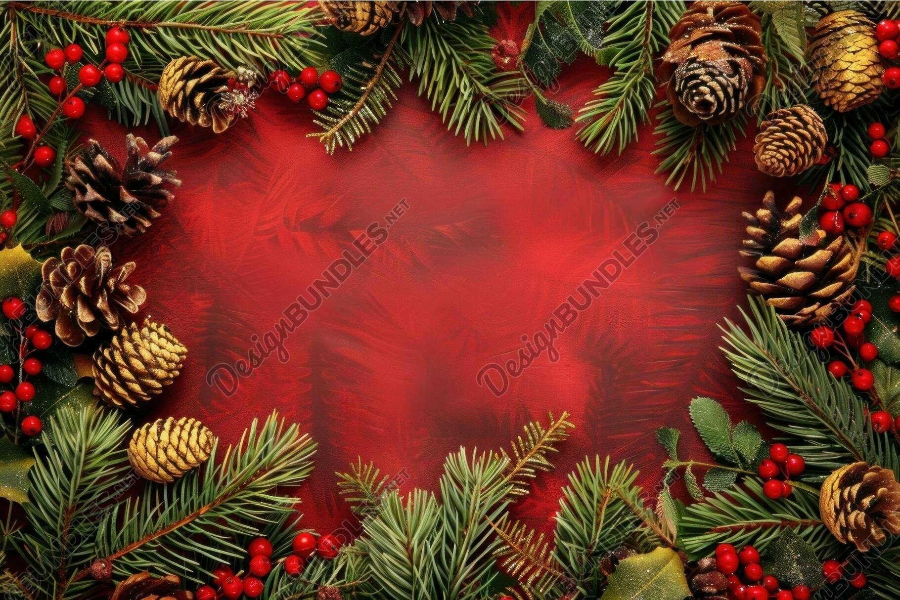 Watercolor Christmas Card Set, Red And Green Holiday Cards, Box Of 8