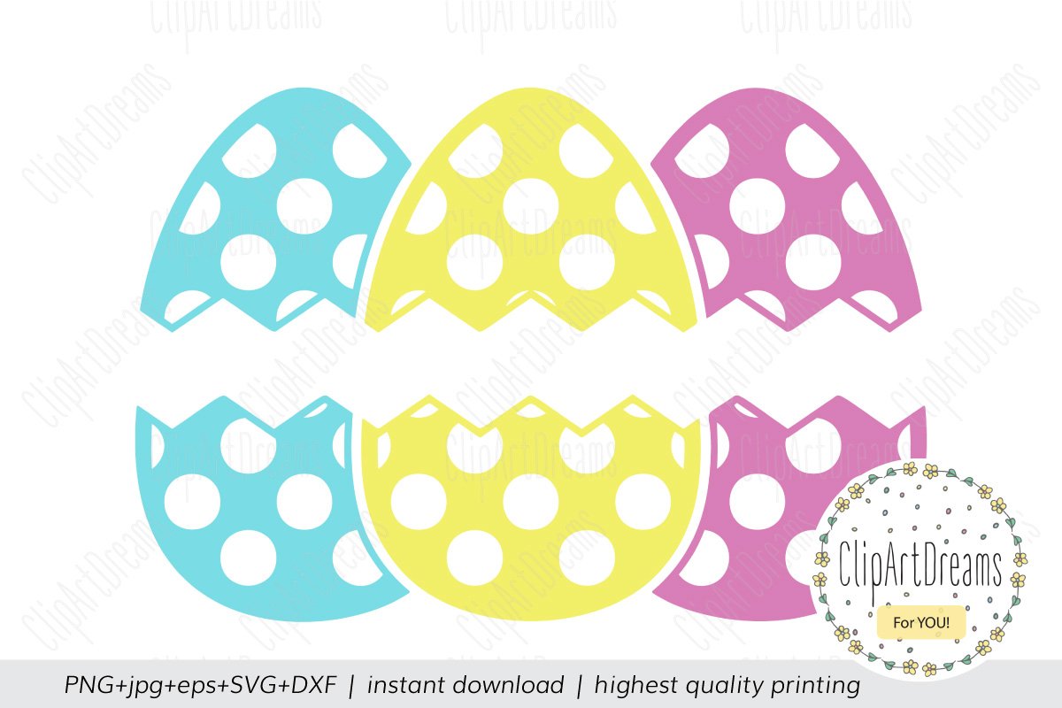 Download Split Eggs Svg Easter Eggs Polka Dot Easter Egg Monogram 515171 Monograms Design Bundles