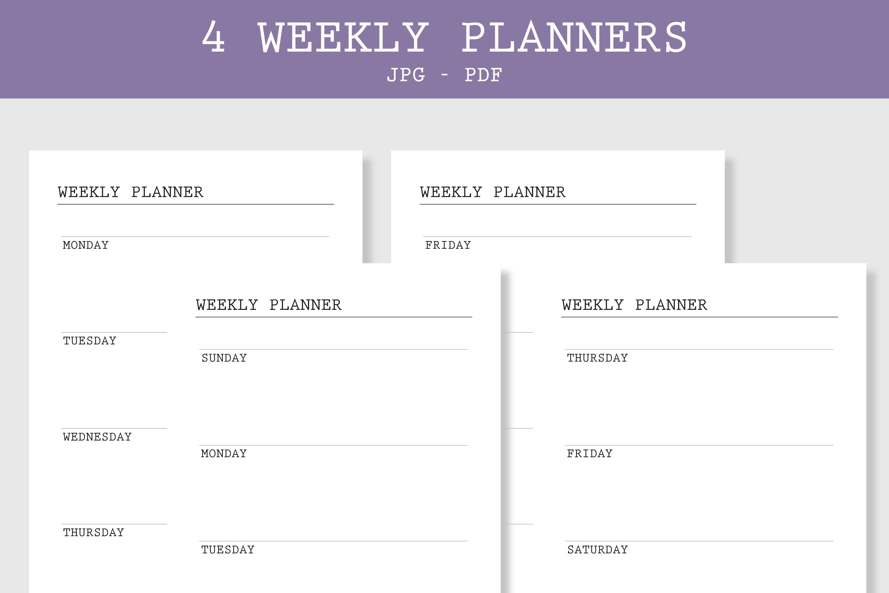 Weekly Planner bullet journal pages printable A5