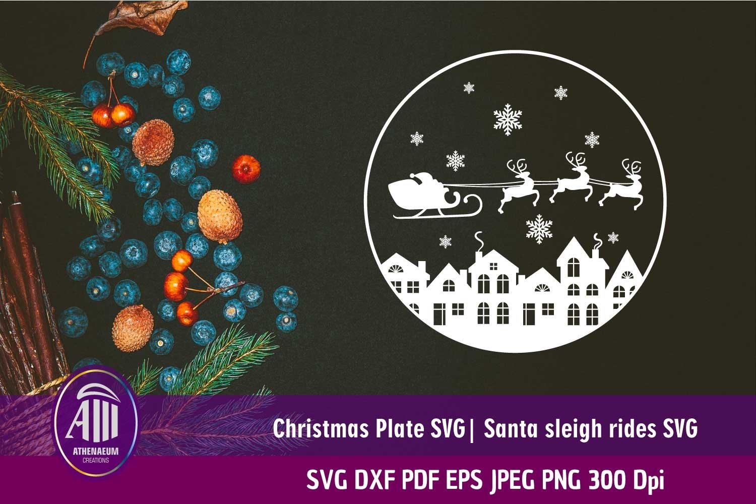 Christmas Plate SVG Santa sleigh SVG Sleigh rides SVG (1093288) Cut
