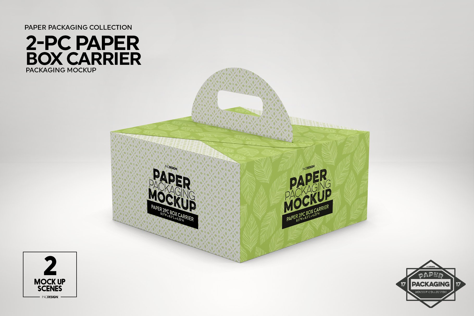 2pc PaperBox Carrier Packaging Mockup