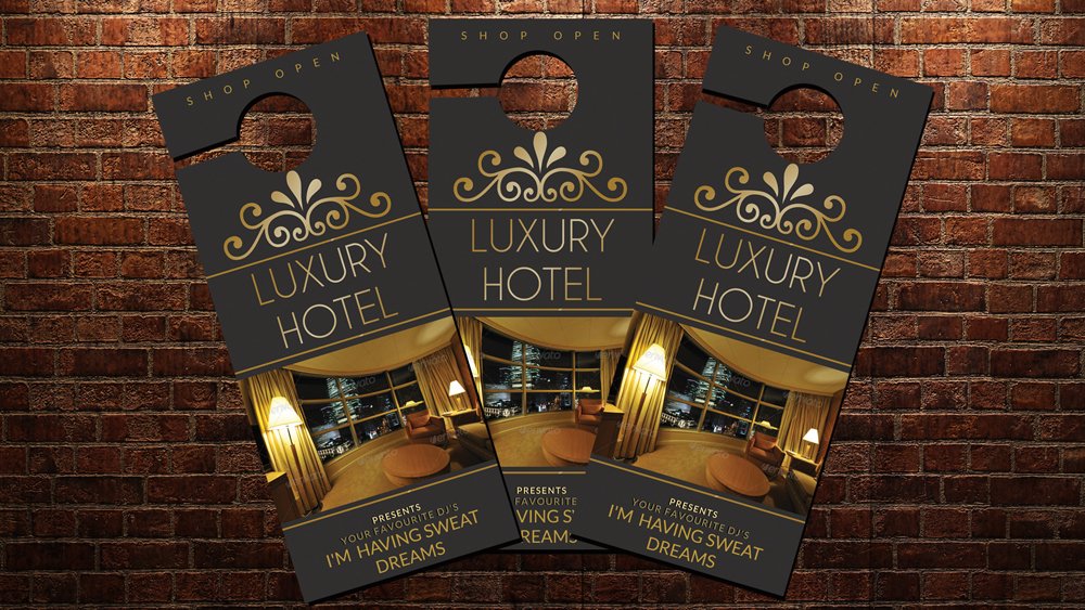 Hotel Room Door Hangers (64664) Card Making Design Bundles